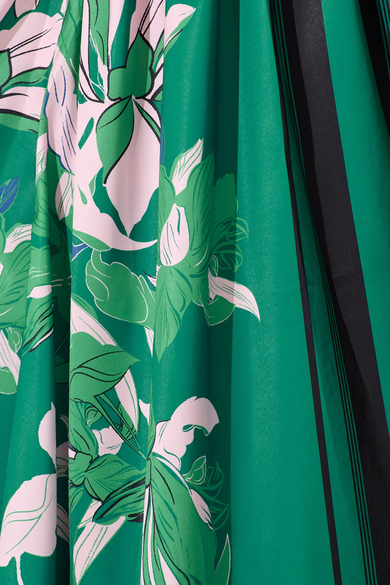 Bernadette One Shoulder Midi Dress In Emerald Print Satin - Image 10