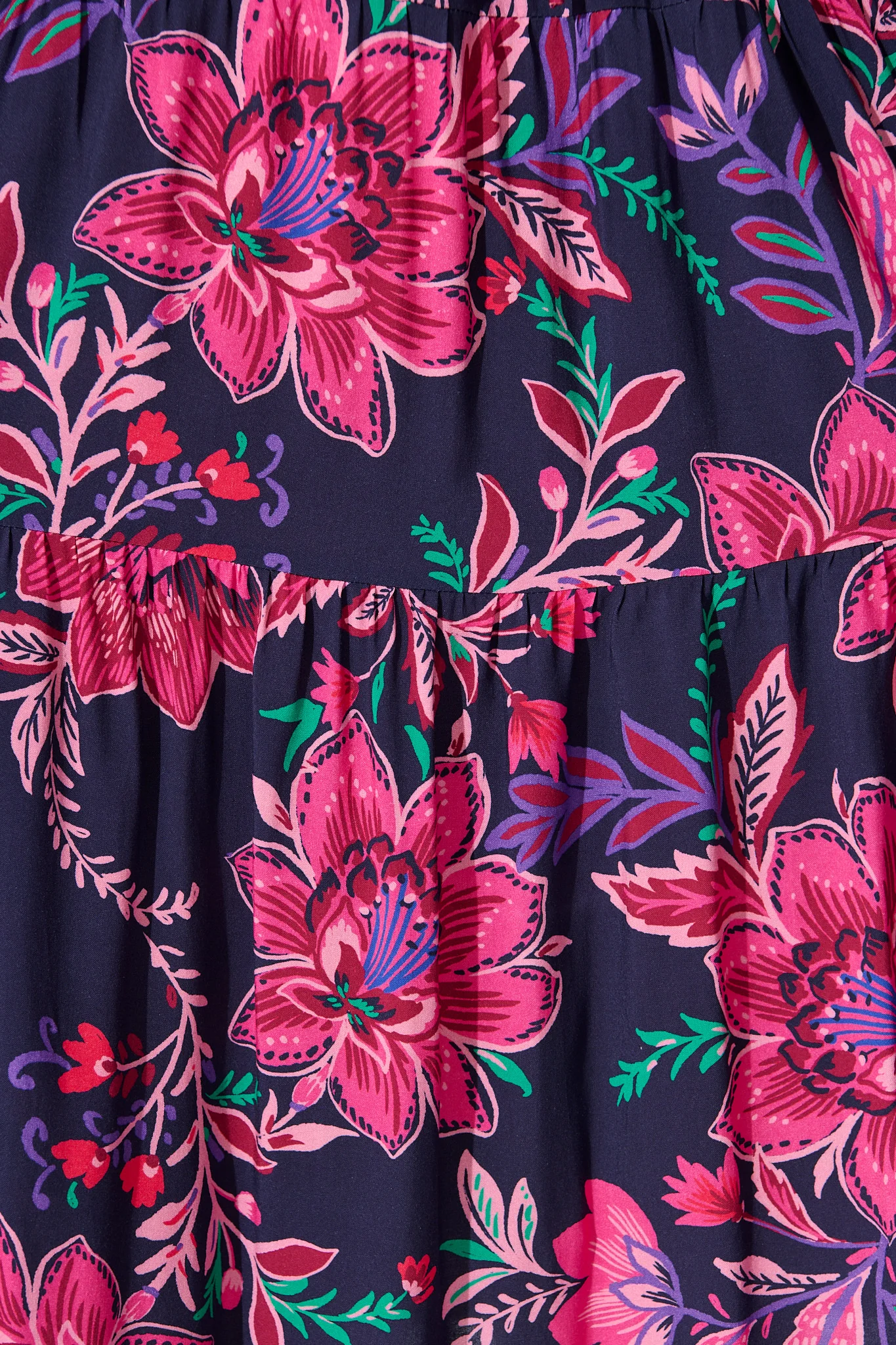 Beryll Smock Dress In Navy with Pink Floral - Image 10