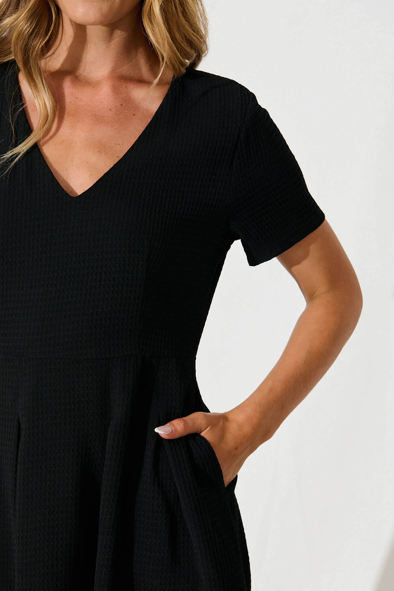 Beth Dress In Textured Black - Image 5