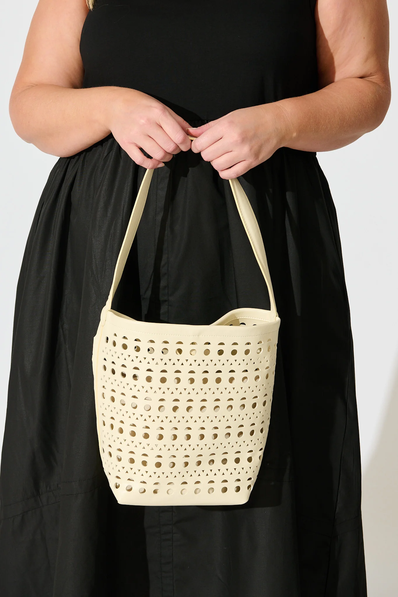 Bianca Tote Bag in White Laser Cut - Image 2