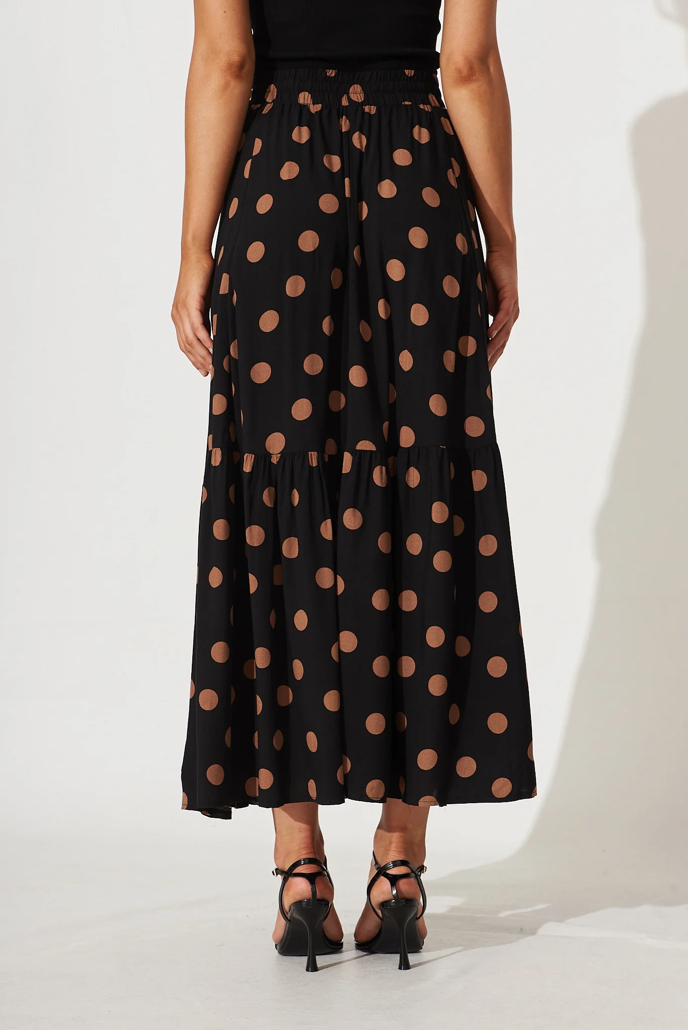 Bilboa Maxi Skirt In Black With Brown Spot - Image 4