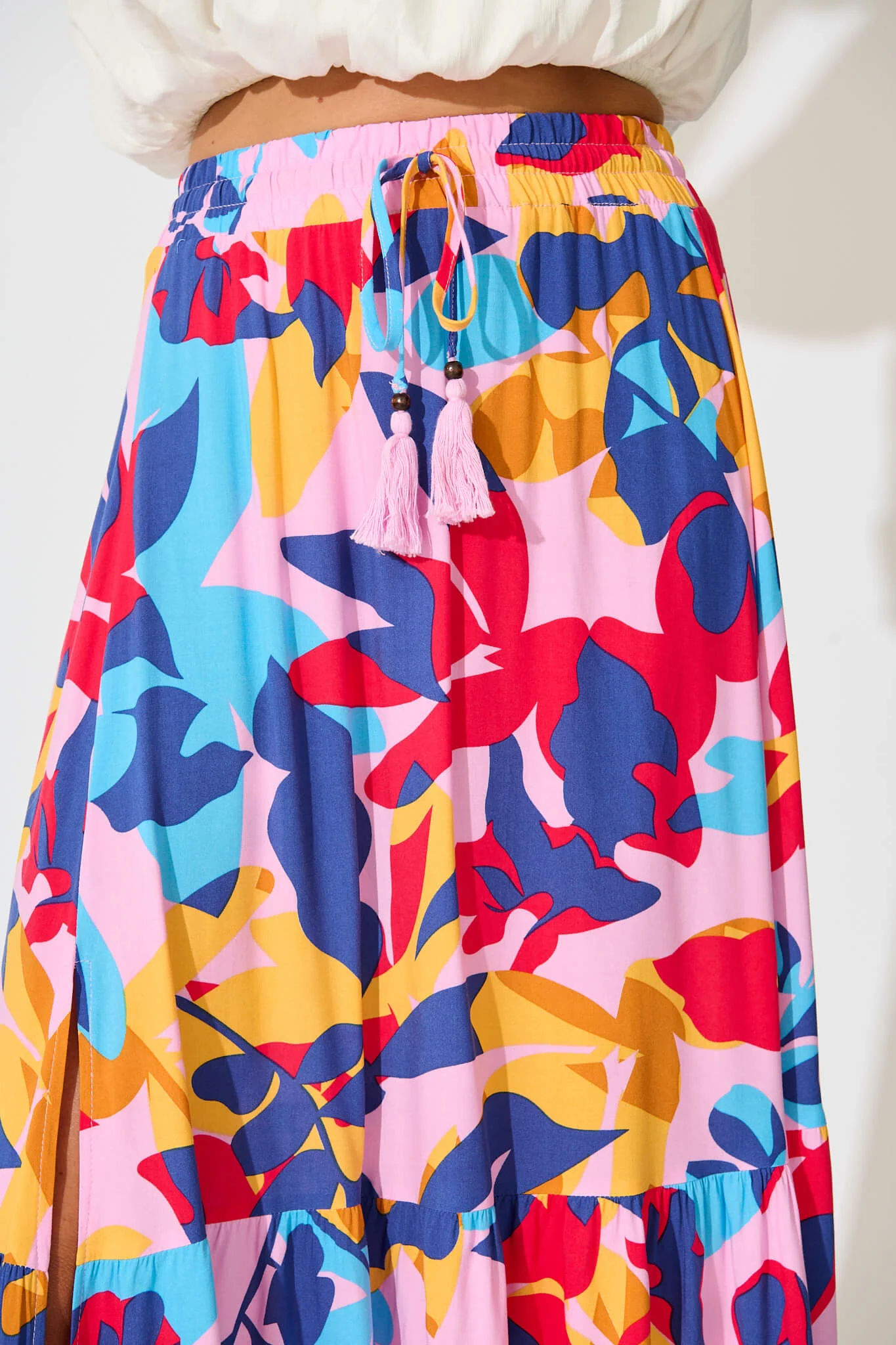 Bilboa Maxi Skirt in Bright Multi Leaf Print - Image 6