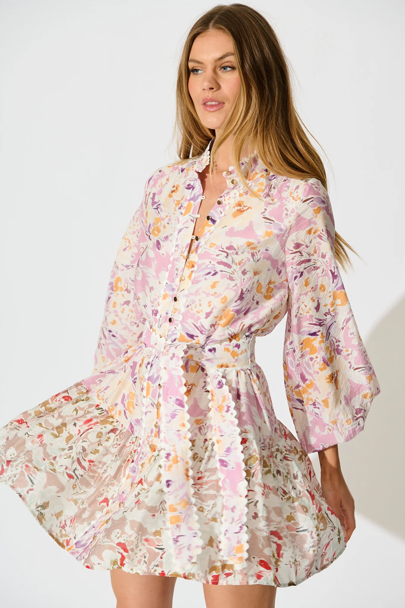 Blina Dress in Lilac and Multi Floral - Image 2