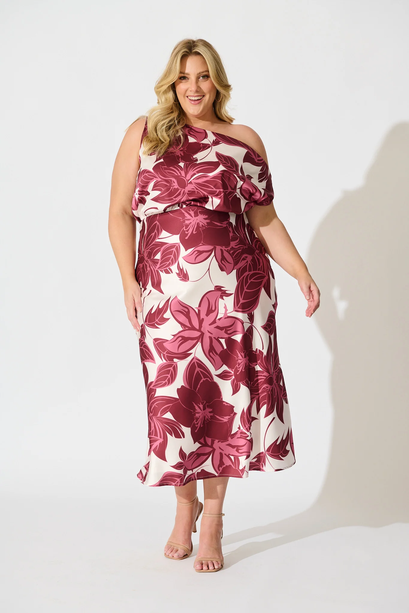 Bloom Aura Off Shoulder Maxi Dress in Red Floral - Image 7
