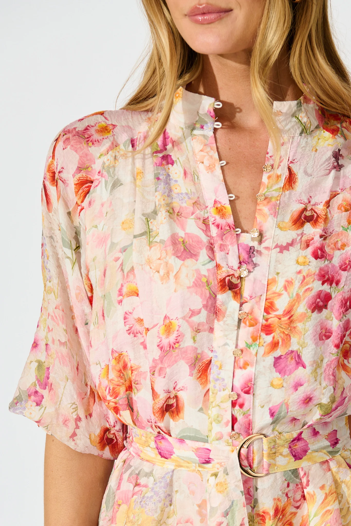 Blush Botanica Dress in White with Multi Blush Floral - Image 5