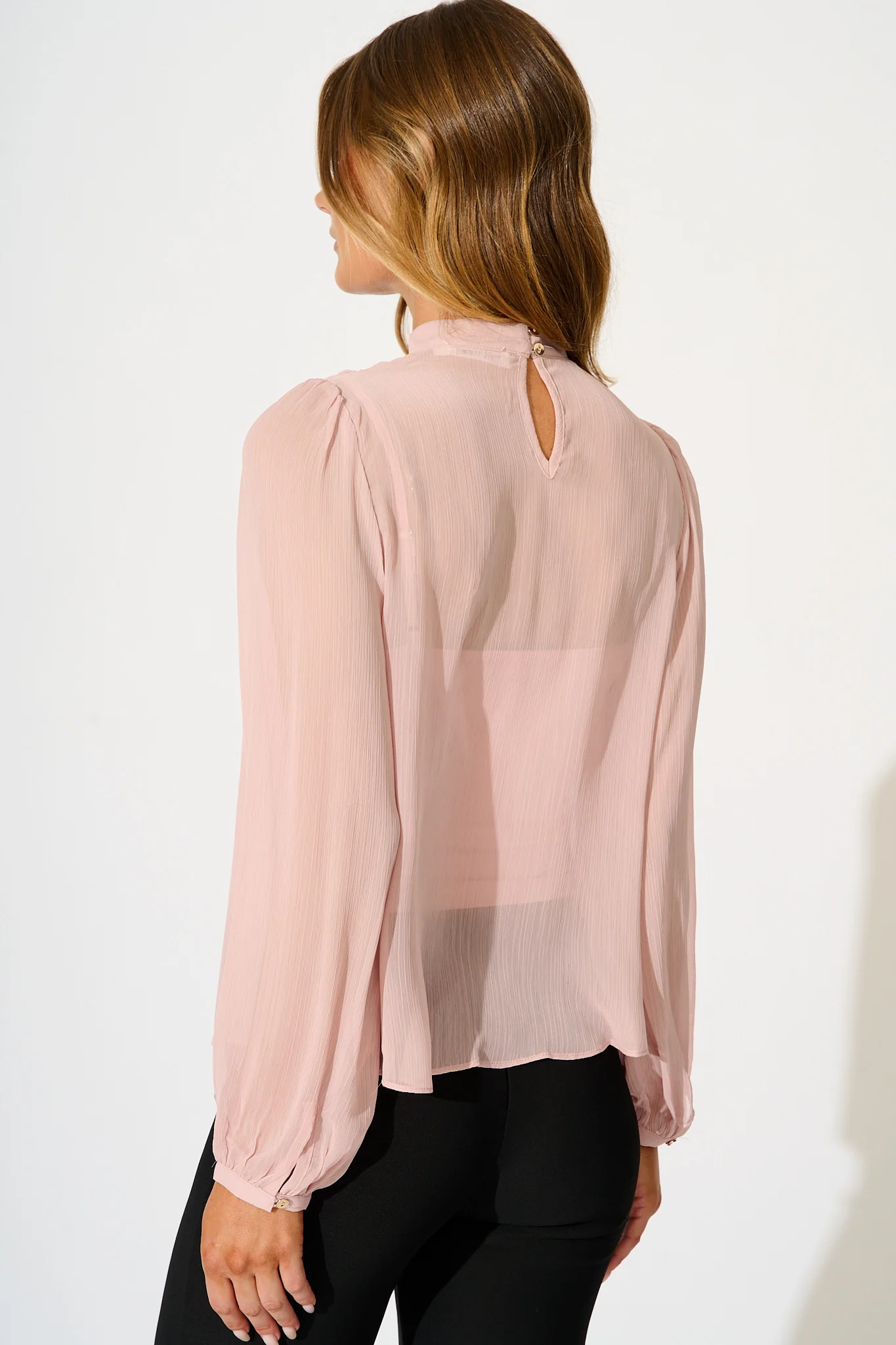 Boardroom Belle Top in Dusty Pink Chiffon - Image 3
