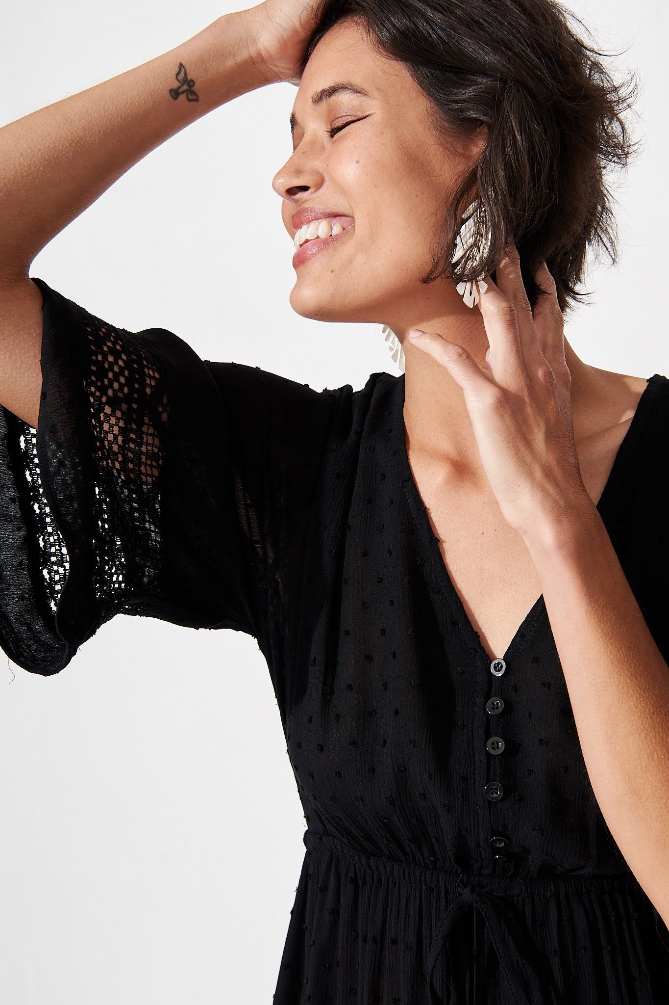 Boheme Dress in Black Swiss Dot - Image 7