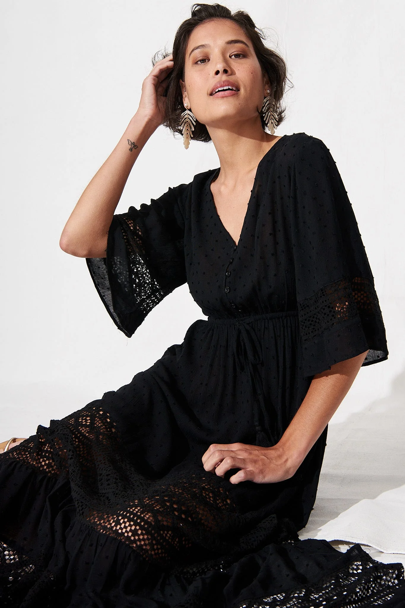 Boheme Dress in Black Swiss Dot - Image 9