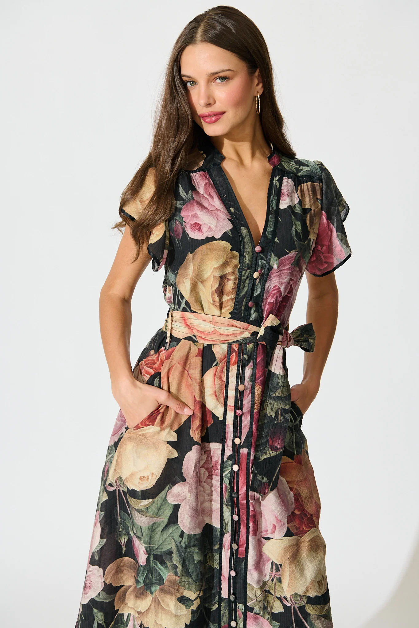 Boheme Garden Midi Dress in Dark Multi Floral - Image 2