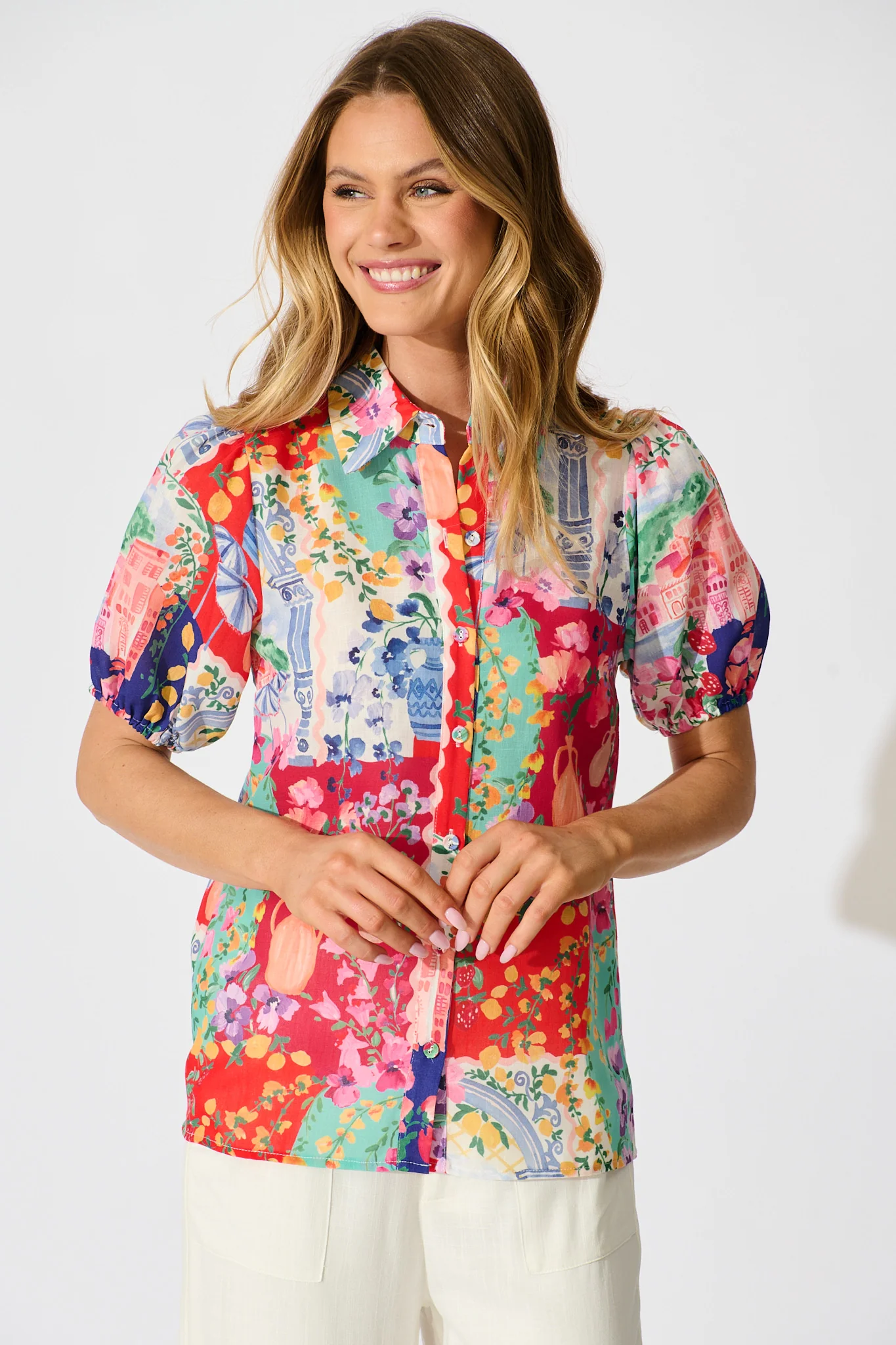 Bonita Shirt in Multi Resort Linen Blend - Image 4
