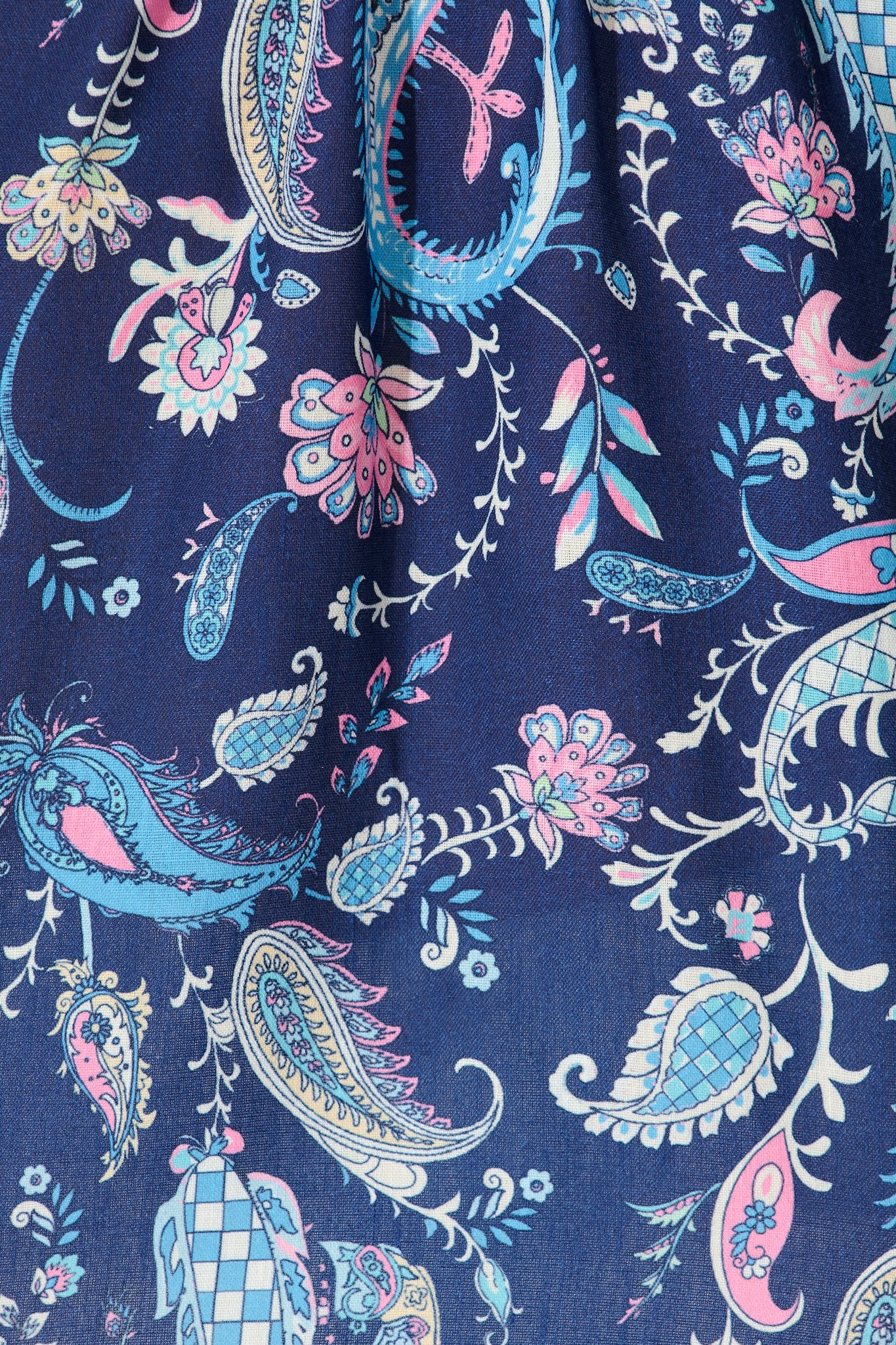 Braelyn Halterneck Top In Navy Paisley Print Linen Blend - Image 7