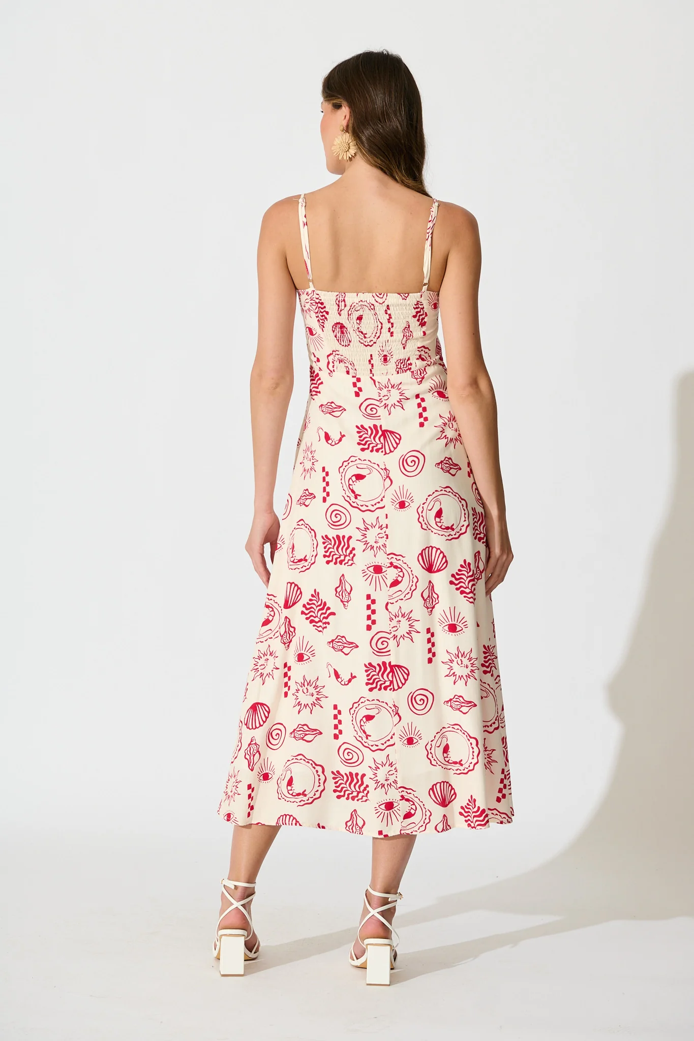 Briella Midi Sundress in Cream with Red Print - Image 4