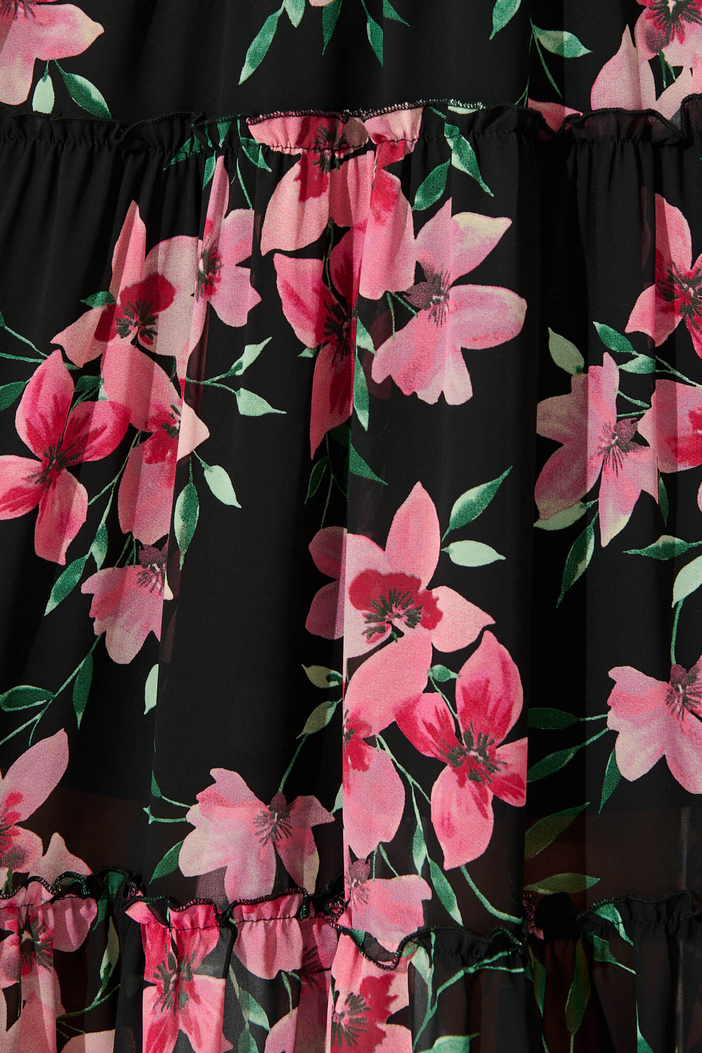 Brittney Midi Dress In Black And Pink Floral Chiffon - Image 10