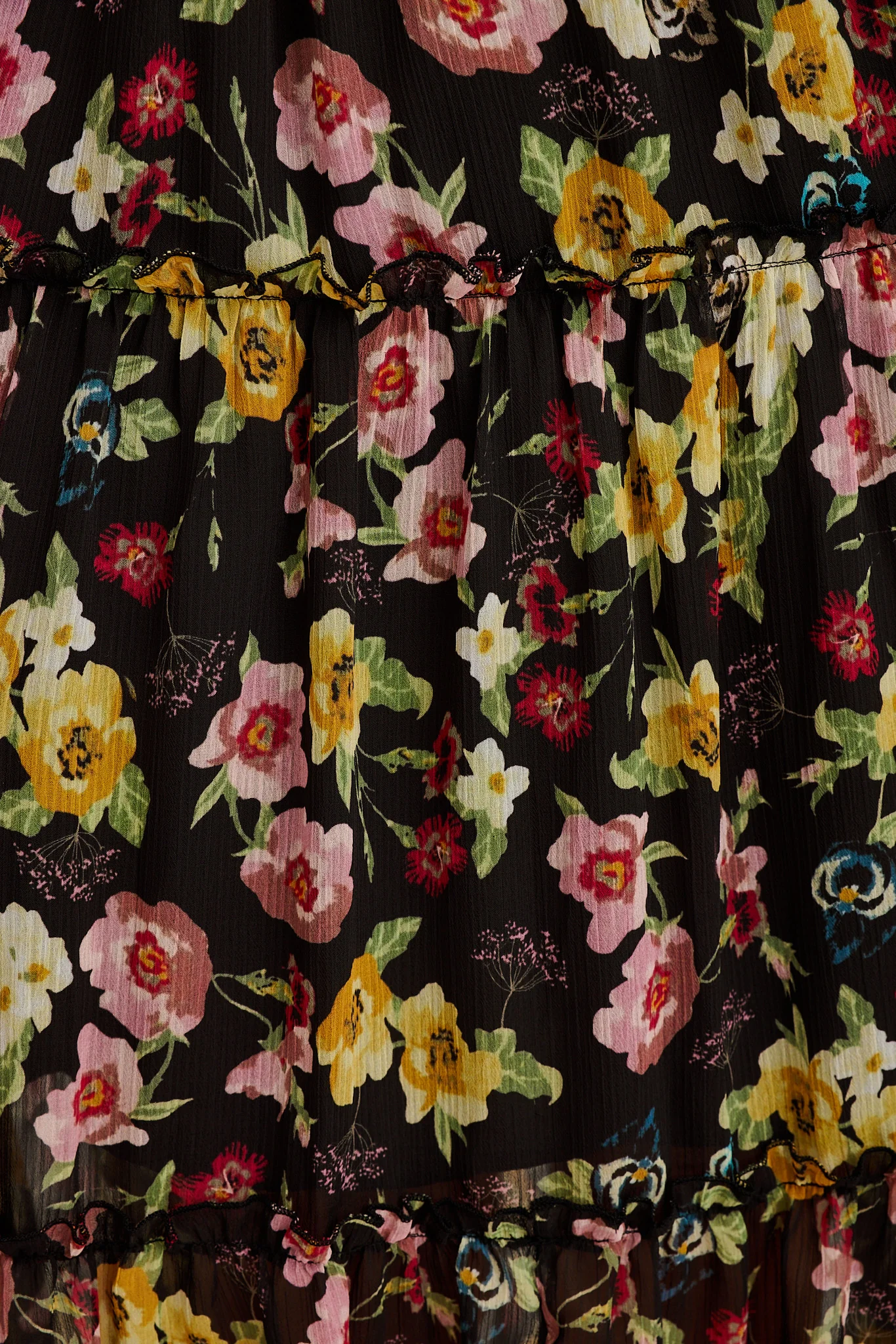 Brittney Midi Dress in Black Multi Floral Chiffon - Image 14