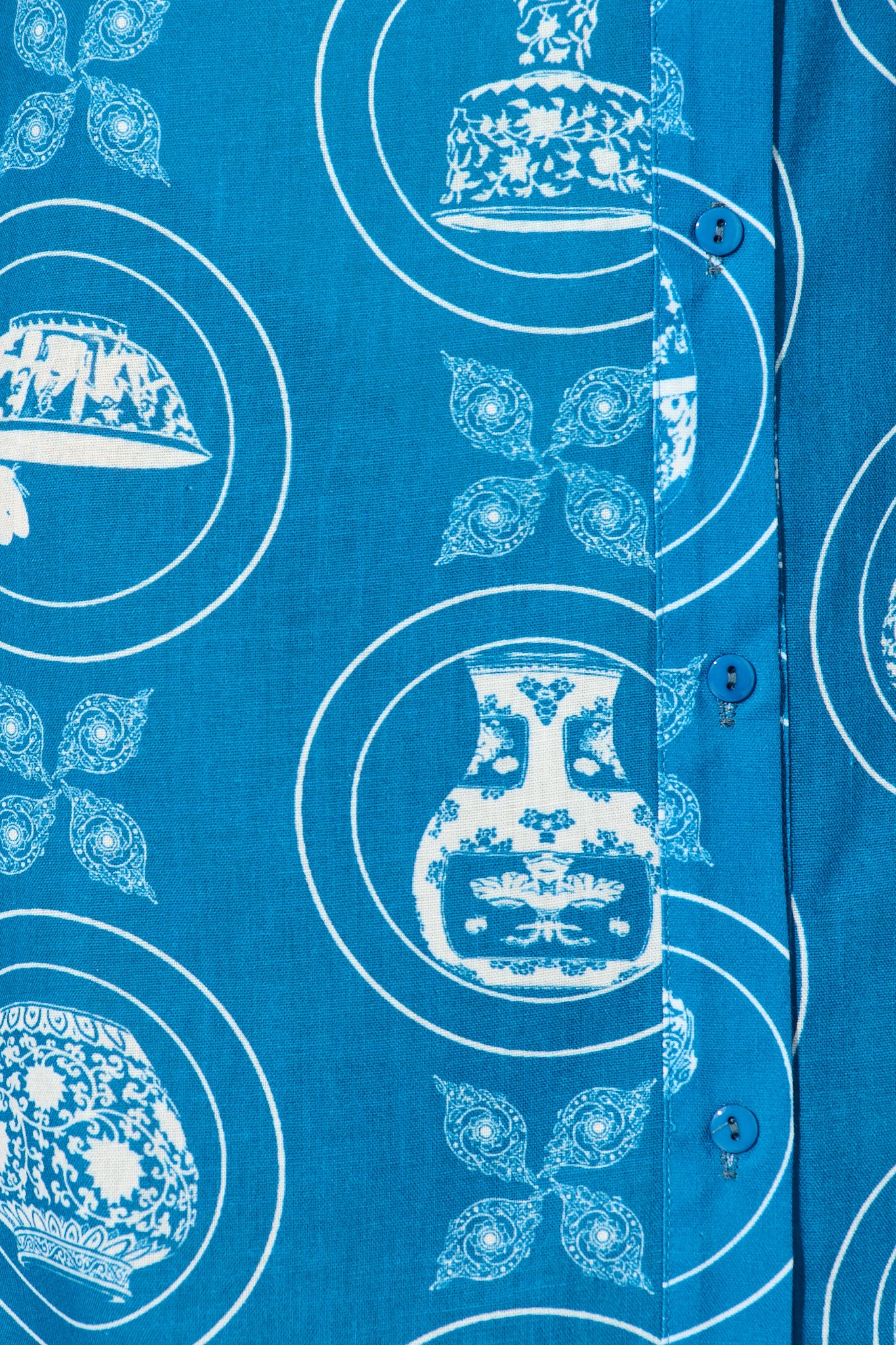 Brooks Shirt Dress in Blue Tiles Linen Blend - Image 6