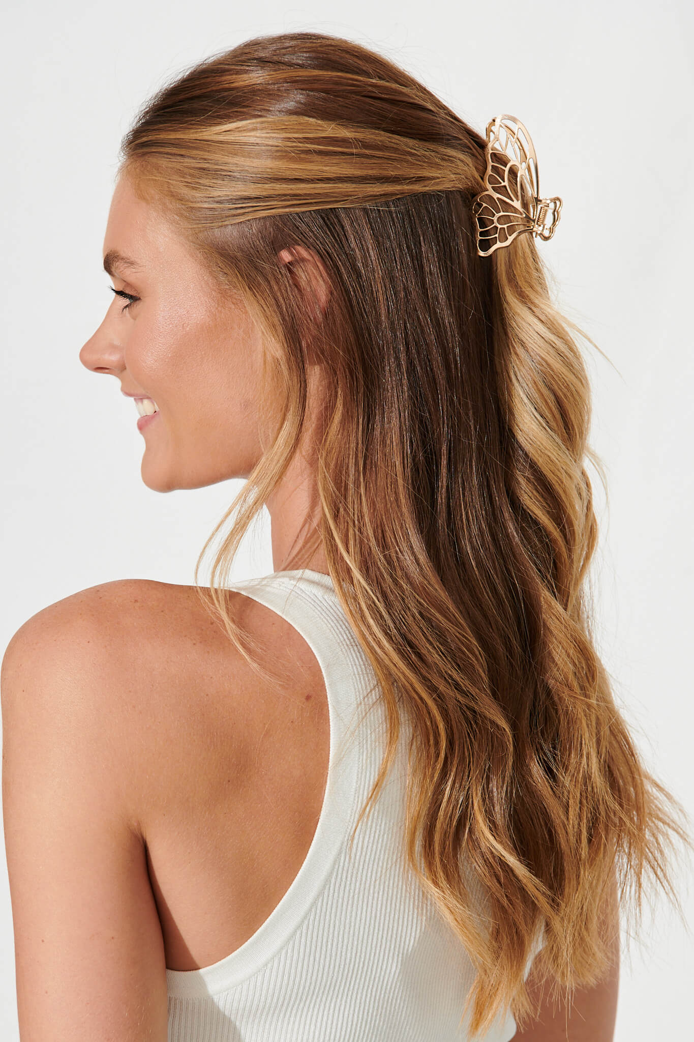 Butterfly Metal Hair Claw In Gold