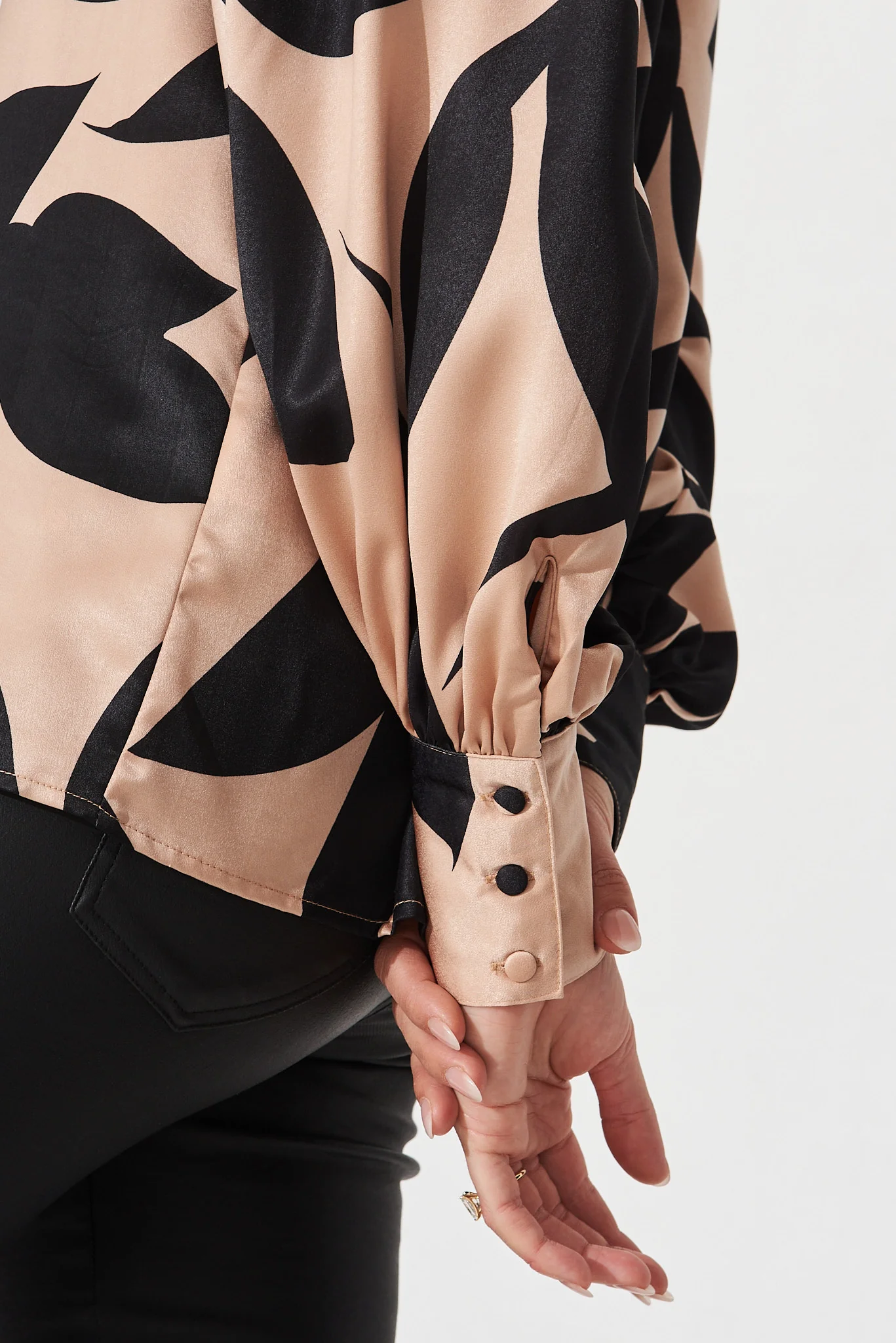 PRE ORDER Callia Shirt In Brown With Black Print - Image 6