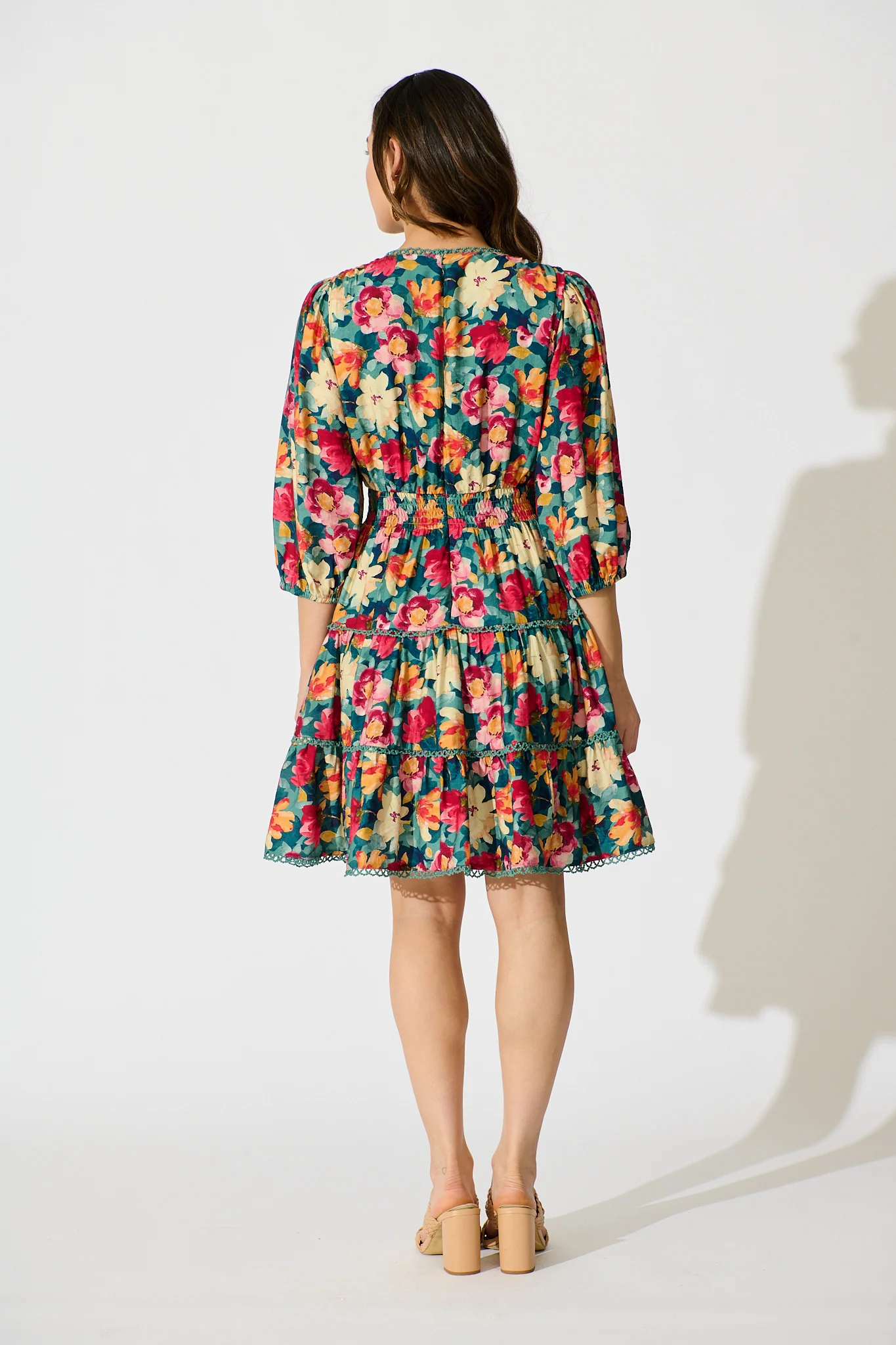 Camelia Dress in Jade Floral Print - Image 4