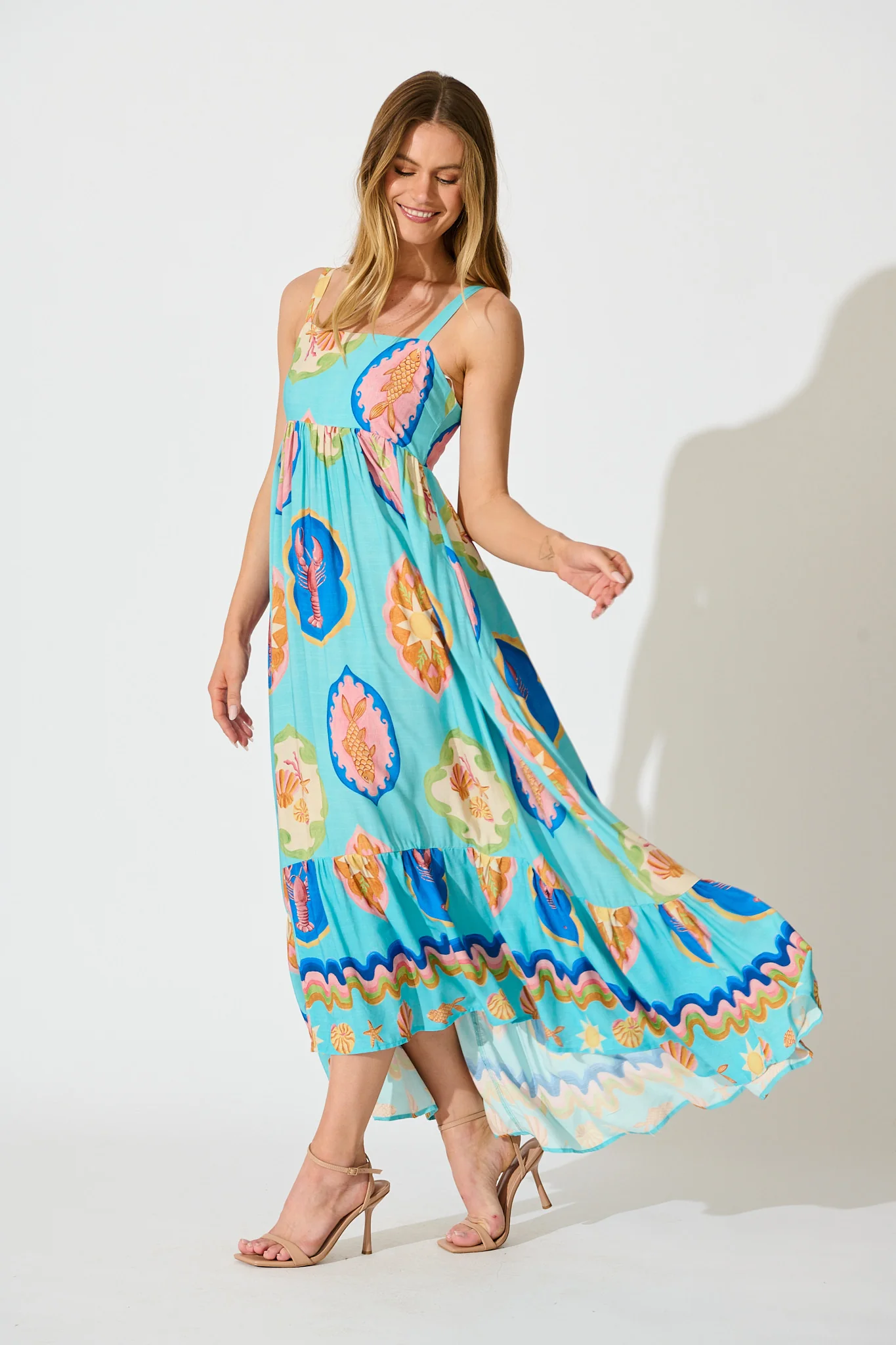 Canna Maxi Sundress in Blue Multi Print - Image 3
