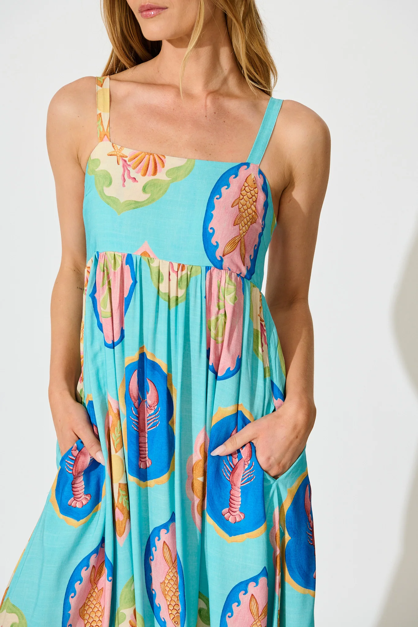 Canna Maxi Sundress in Blue Multi Print - Image 5