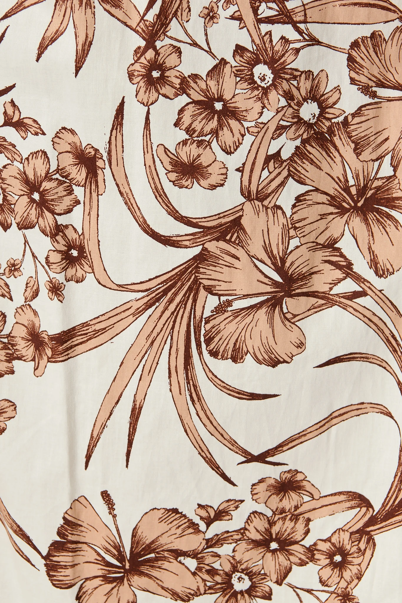 Carine Midi Dress in White with Brown Floral Print Cotton - Image 6