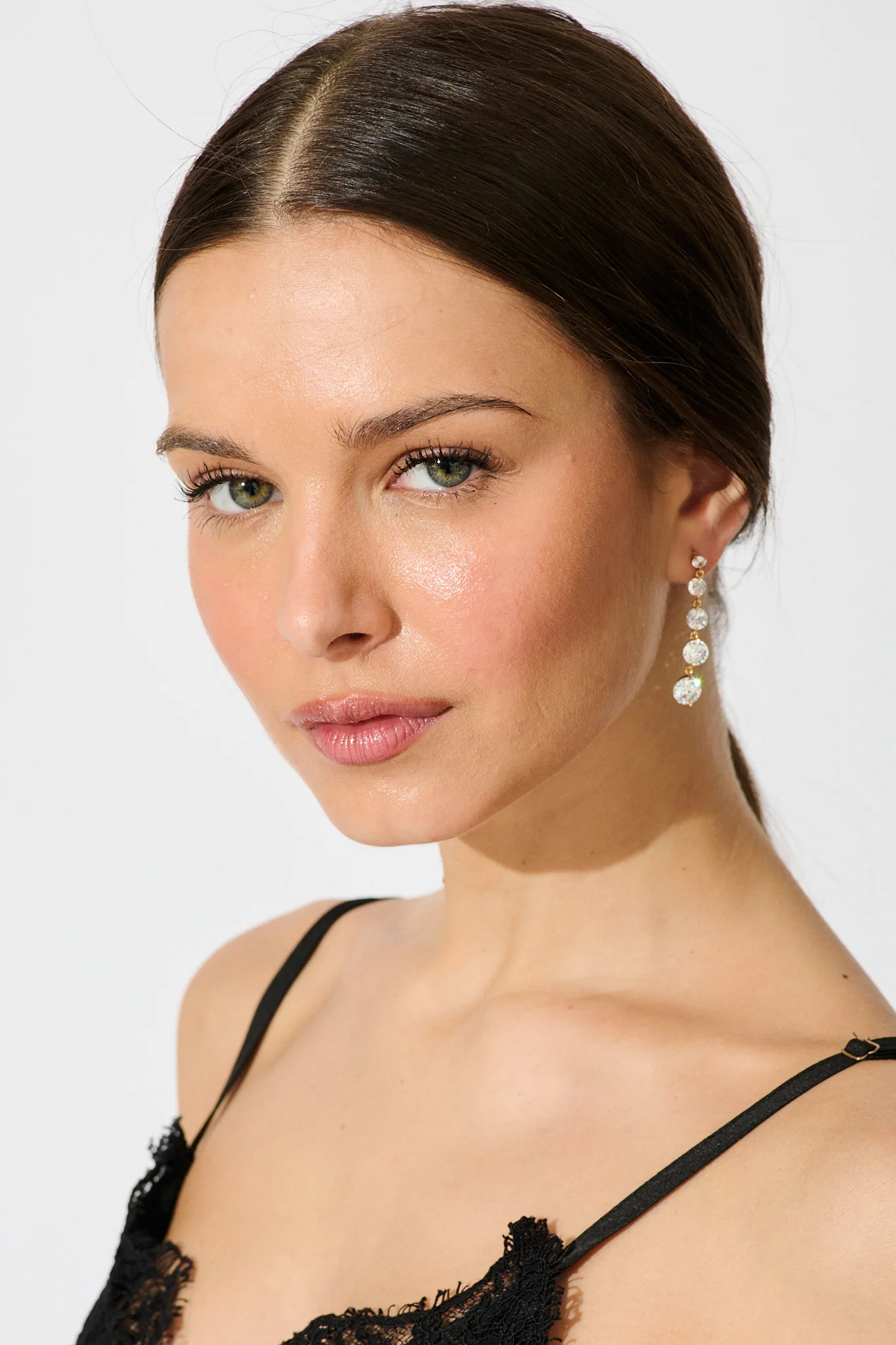 Carlene Drop Earrings in Gold Cubic Zirconia - Image 2