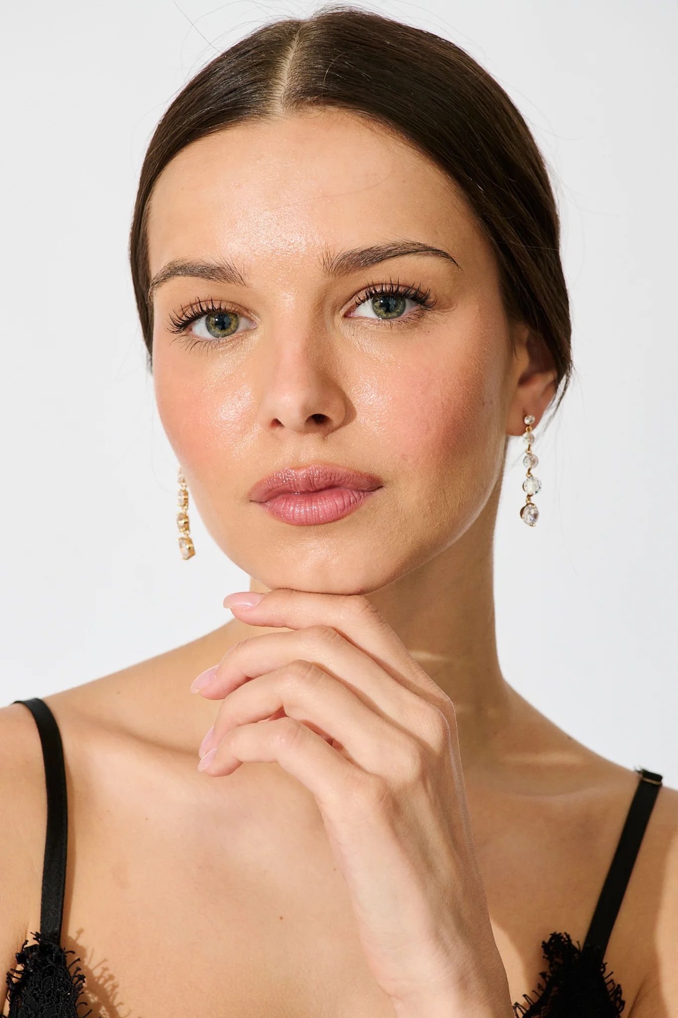 Carlene Drop Earrings in Gold Cubic Zirconia - Image 3