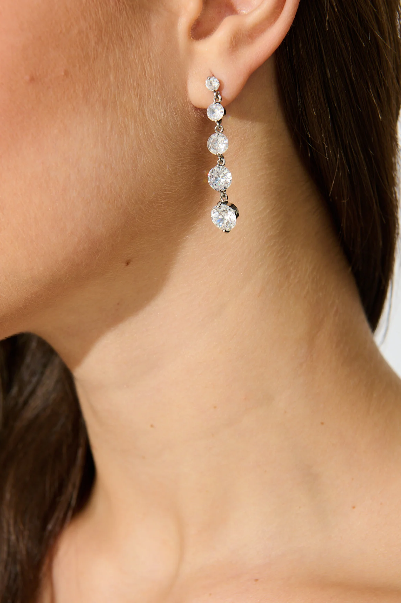 Carlene Drop Earrings in Silver Cubic Zirconia