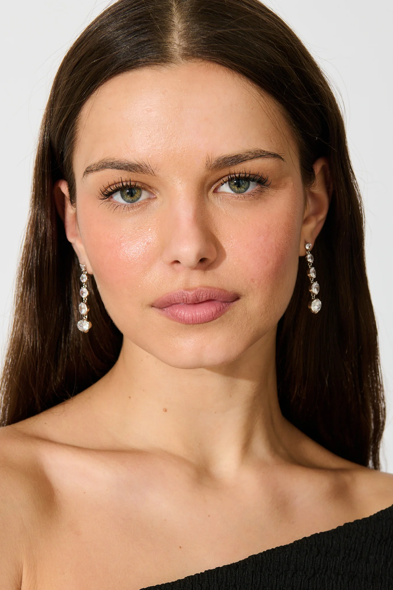 Carlene Drop Earrings in Silver Cubic Zirconia - Image 2