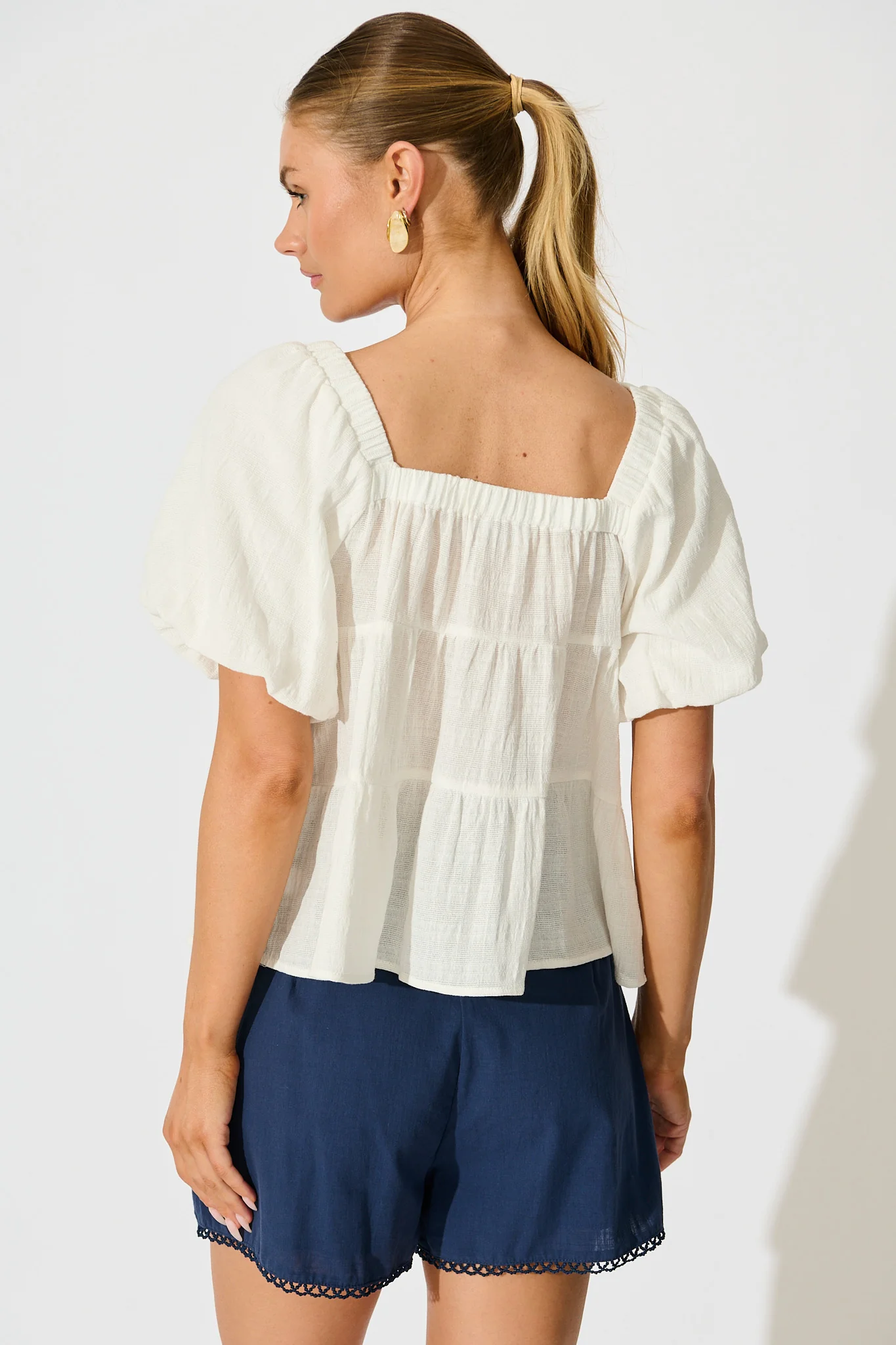 Carlene Top in White Cotton - Image 4