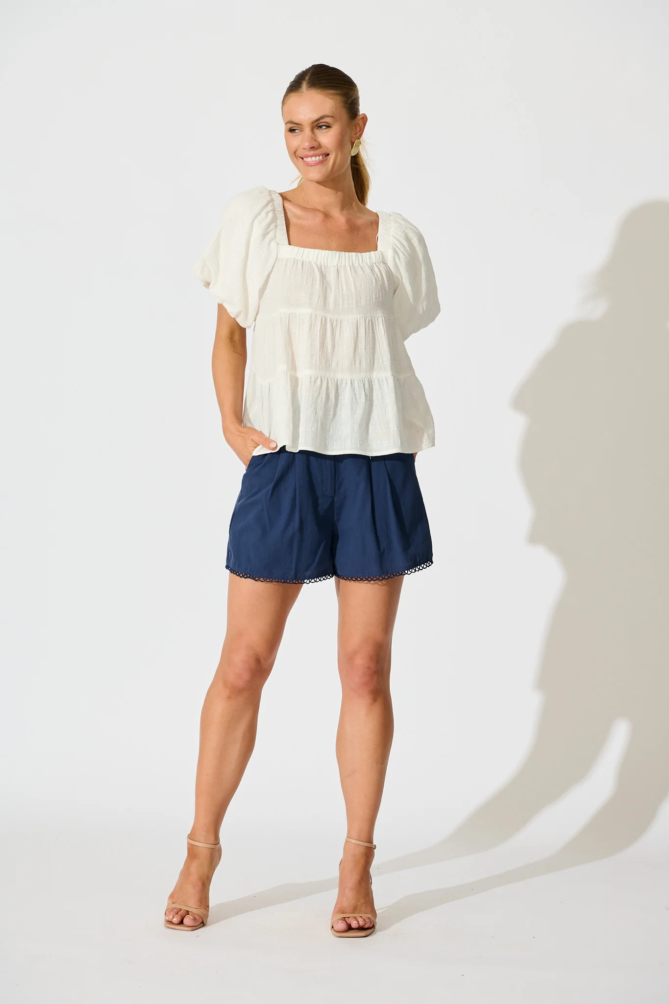 Carlene Top in White Cotton - Image 5