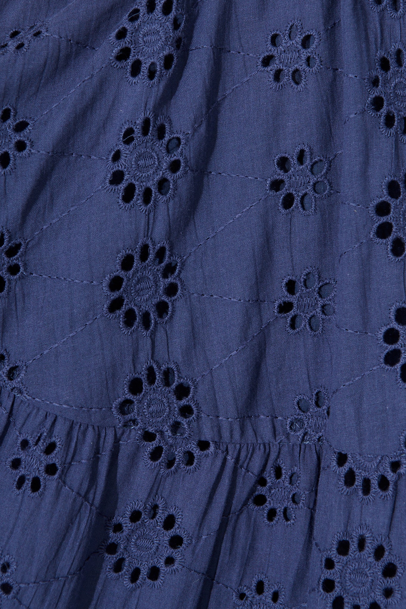 Carlotta Dress In Navy Embroidered Cotton - Image 6