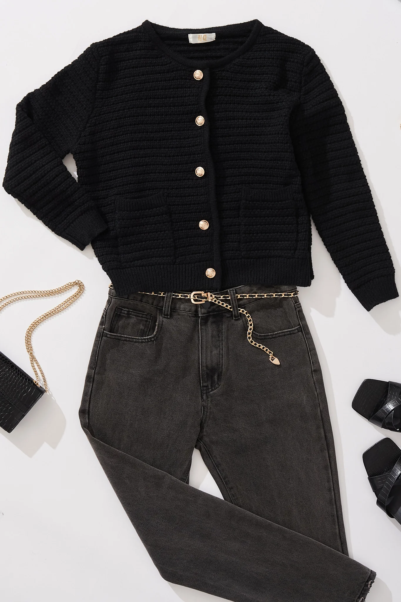 Cartagena Knit Cardigan In Black - Image 11