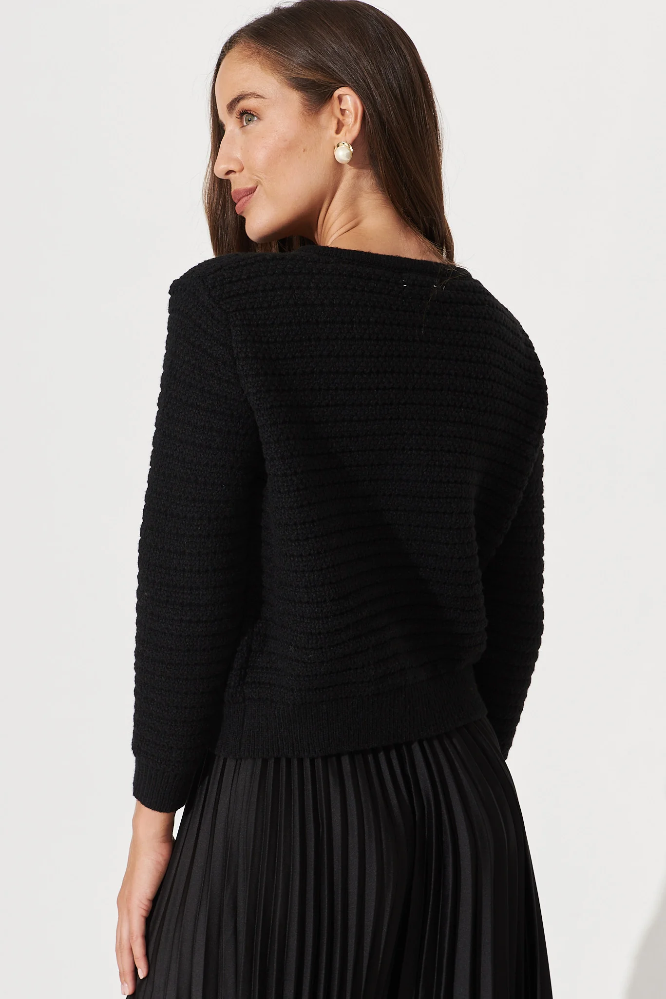 Cartagena Knit Cardigan In Black - Image 7