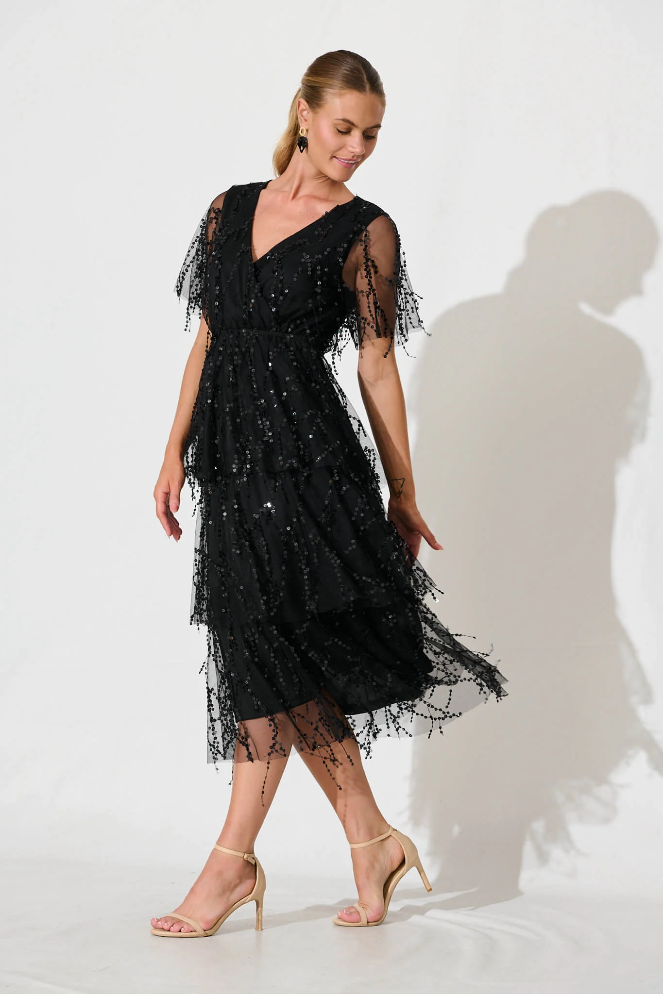 Catalina Midi Dress In Black Sequin - Image 3