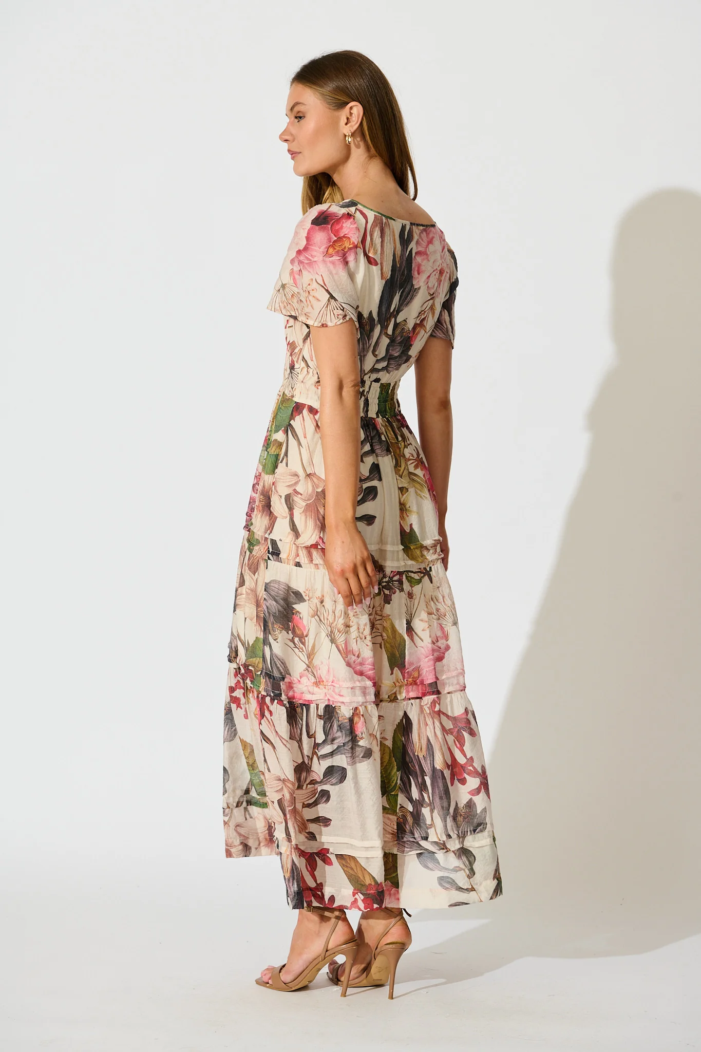 Catania Maxi Dress in Cream with Multi Floral - Image 4