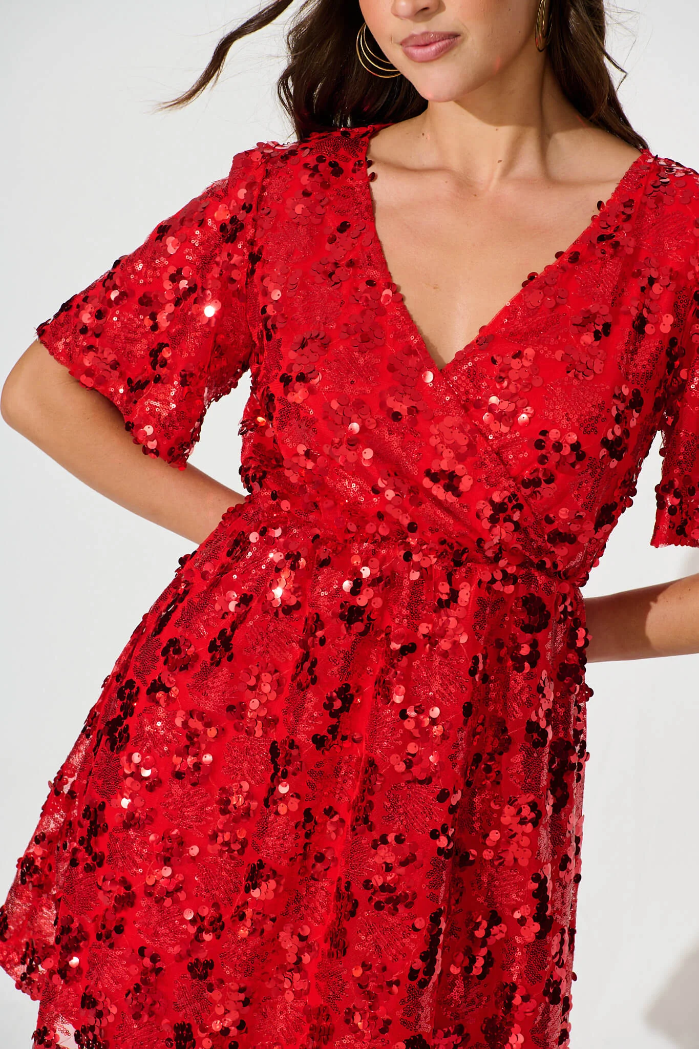 Chandelier Sequin Dress In Red Sequin - Image 9