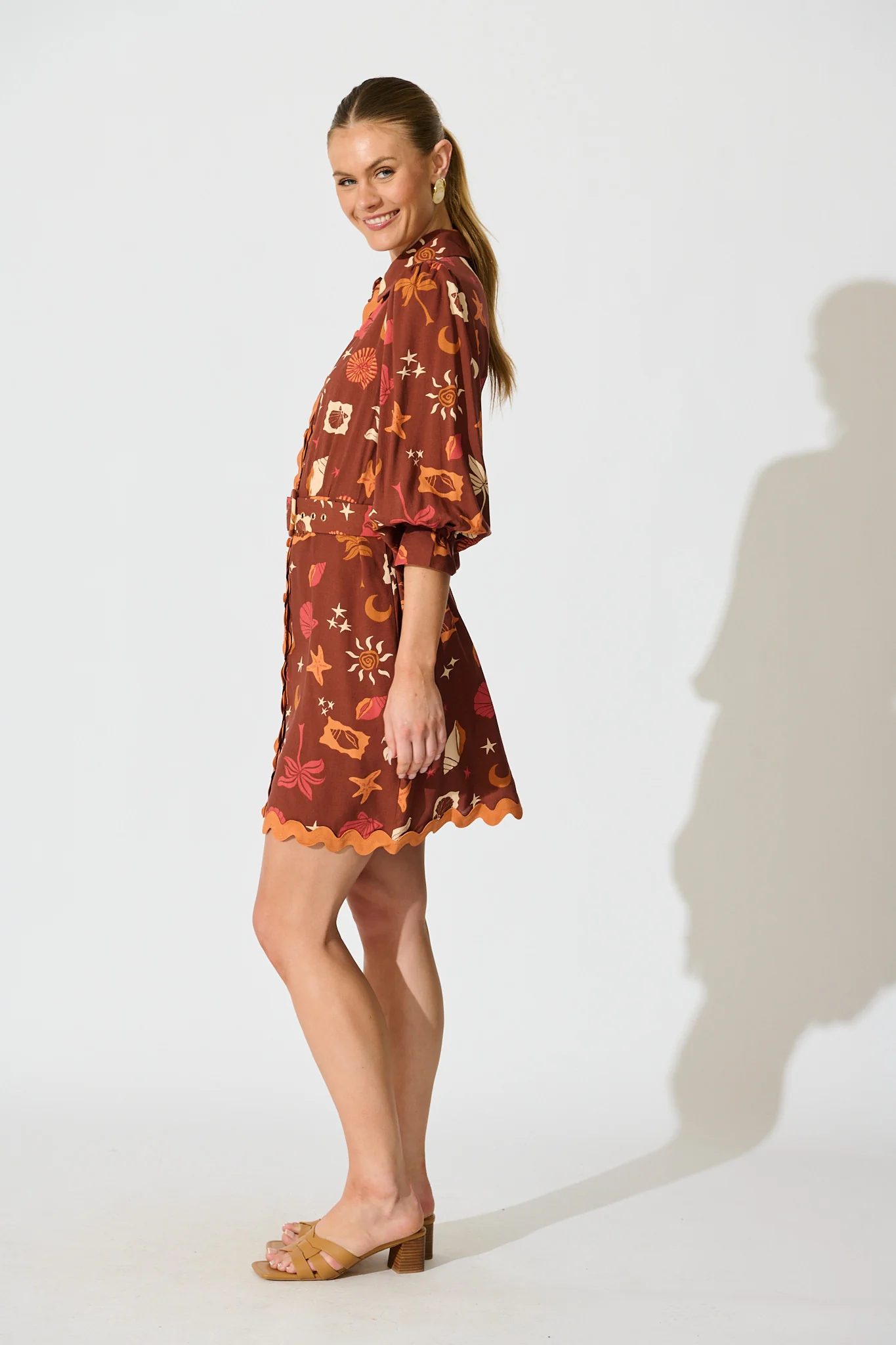Charmain Dress in Multi Brown Summer Print - Image 3
