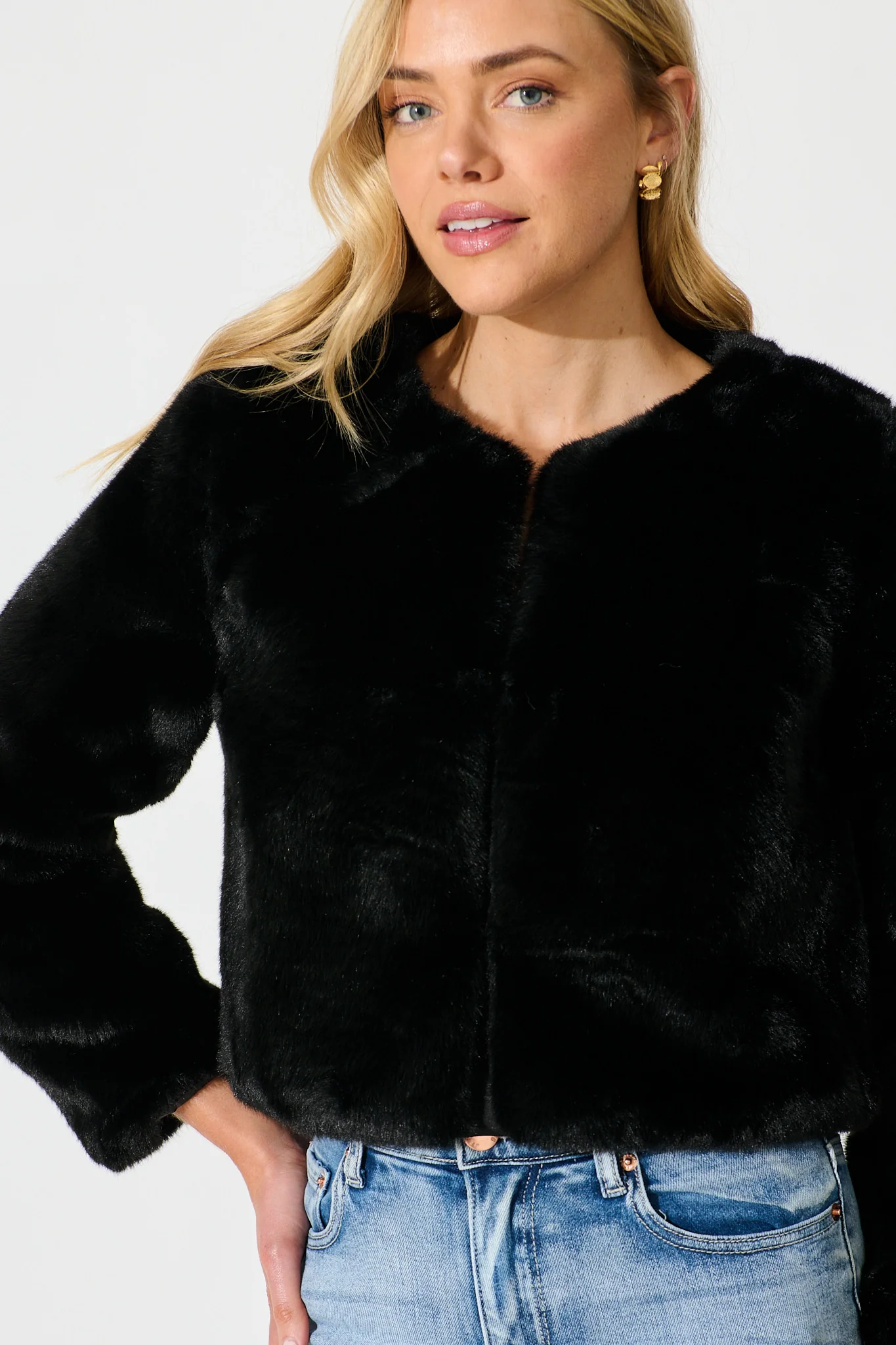 Cher Faux Fur Jacket In Black - Image 13