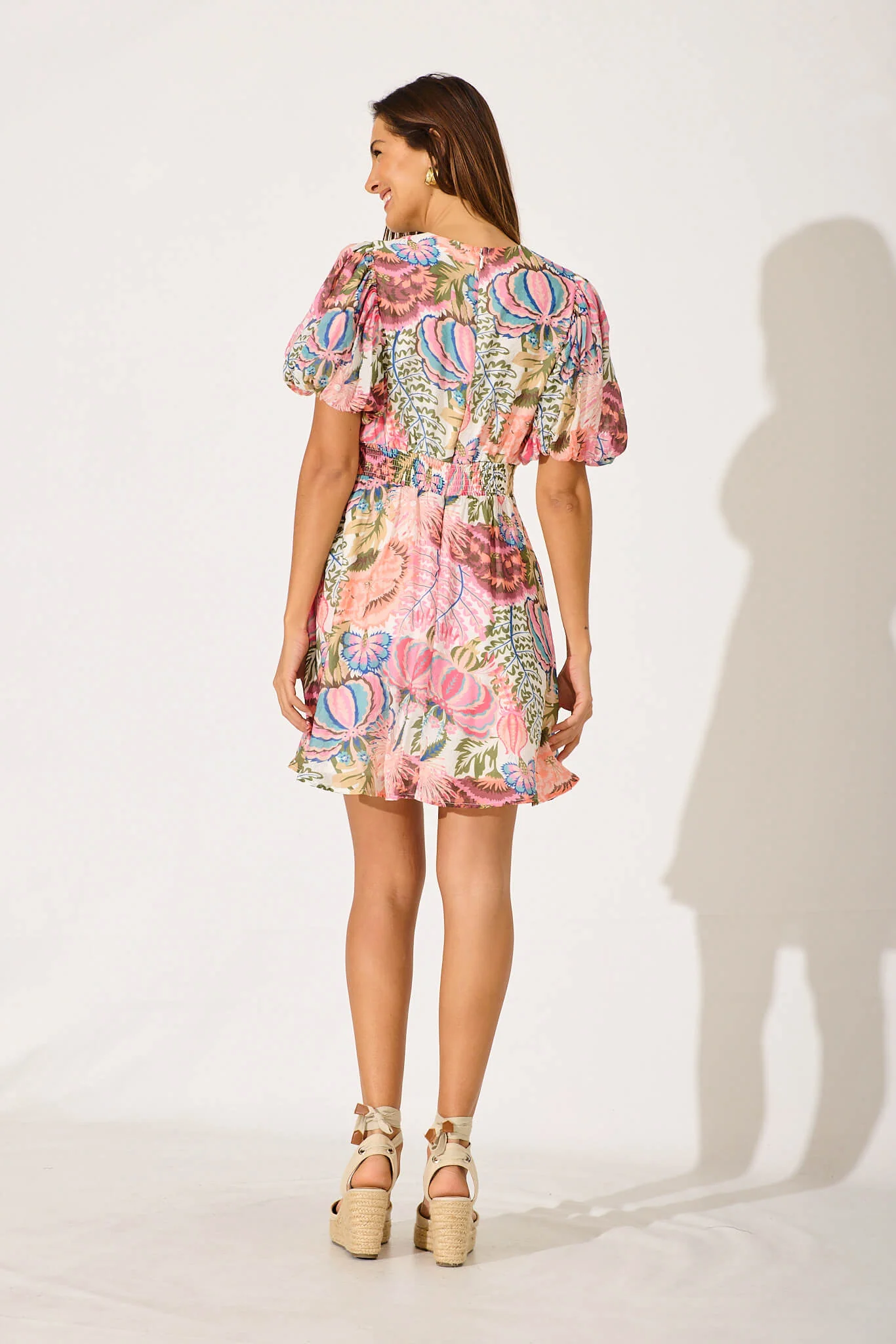 Clarissa Dress in White with Multi Print - Image 4