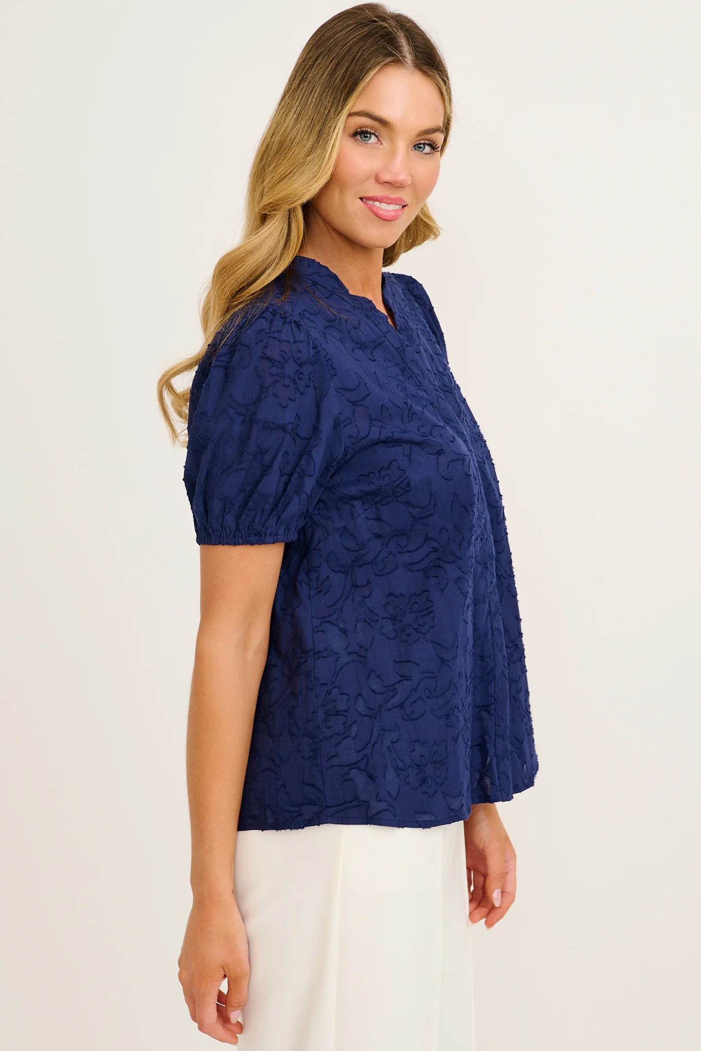 Classic Times Top in Navy Cotton - Image 2
