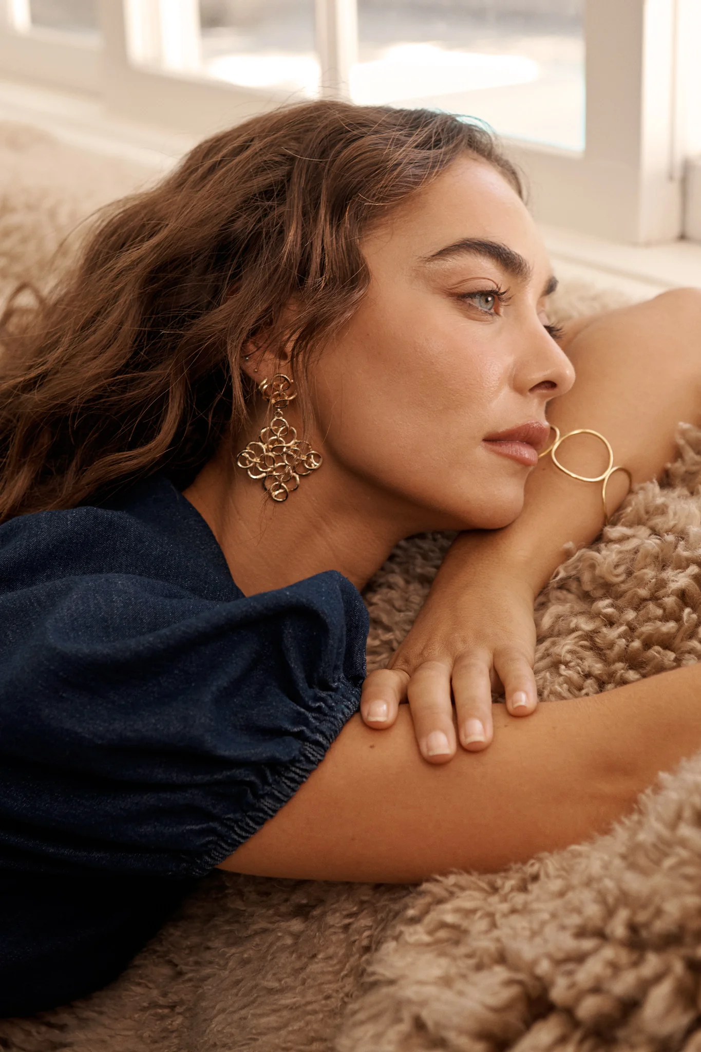 Cleo Filigree Statement Earrings in Antique Gold