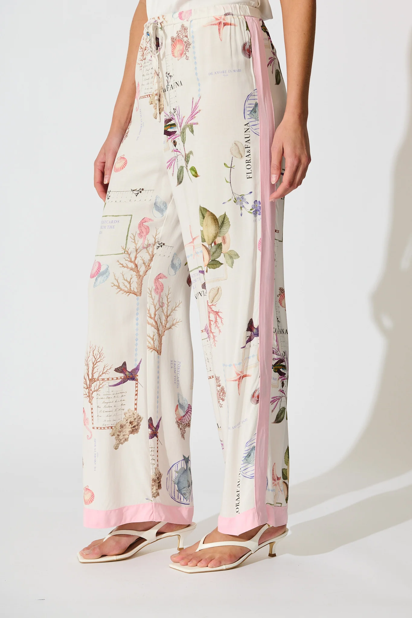 Coastal Charm Pant in White with Multi Shell - Image 2