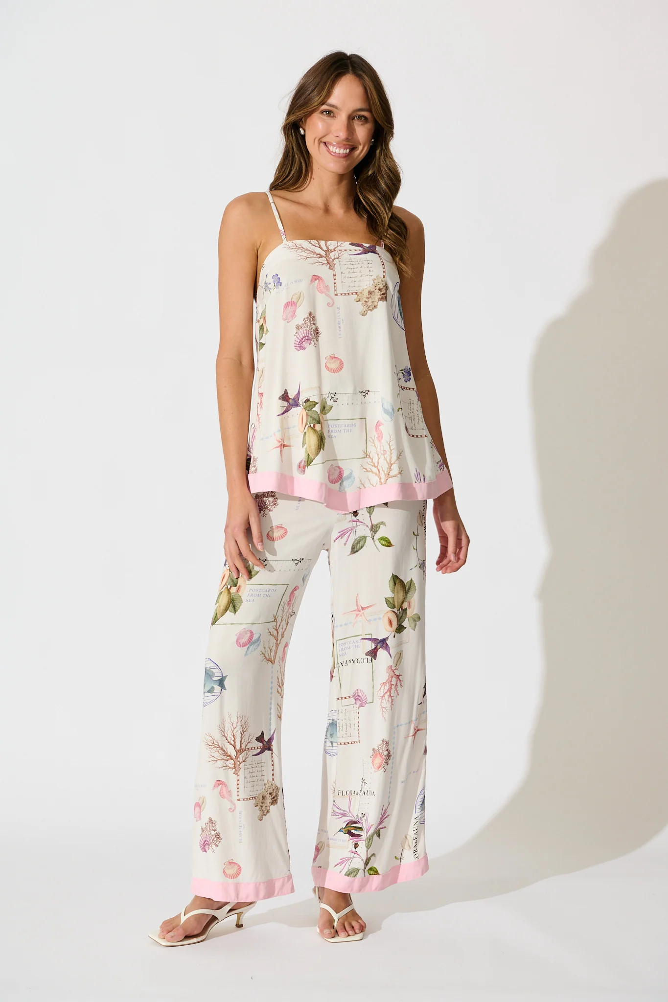 Coastal Charm Pant in White with Multi Shell - Image 5