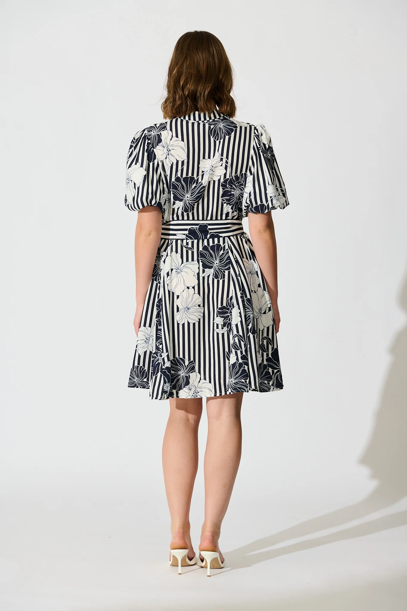 Coastal Charm Shirt Dress in Navy Stripe Floral - Image 6
