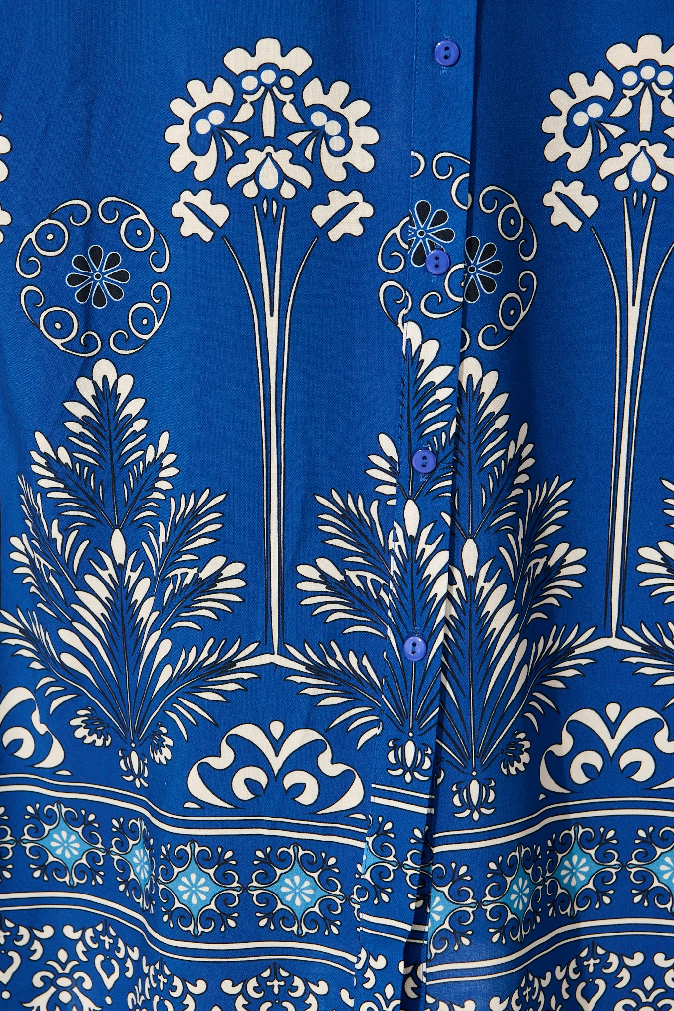 Coco Maxi Shirt Dress In Blue Print - Image 6