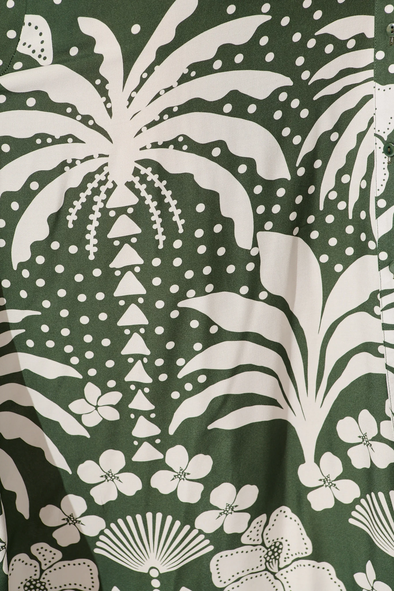 Coco Maxi Shirt Dress in Emerald with White Palm Print - Image 6