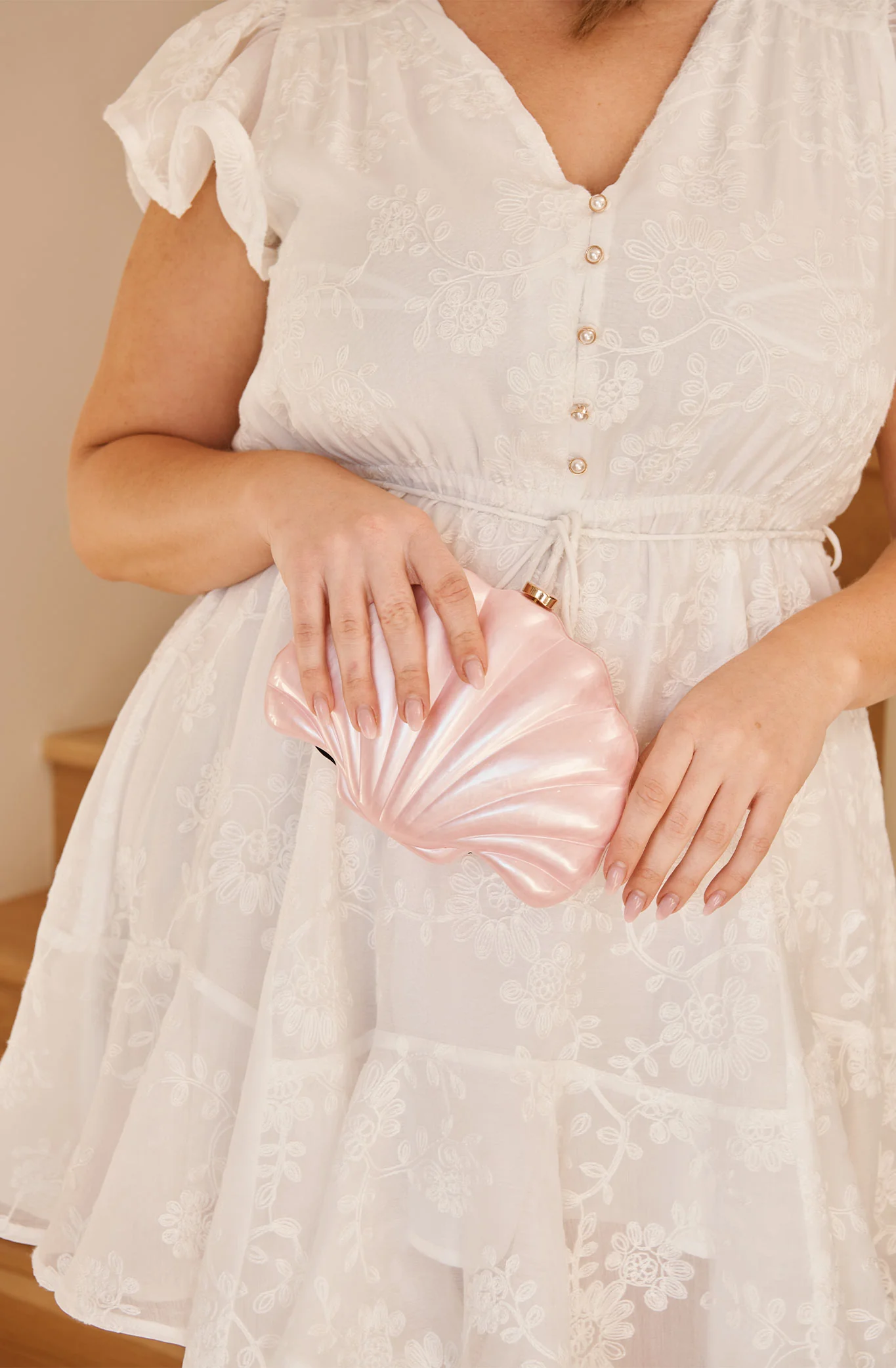 Colette Shell Clutch in Pearlescent Pink - Image 4
