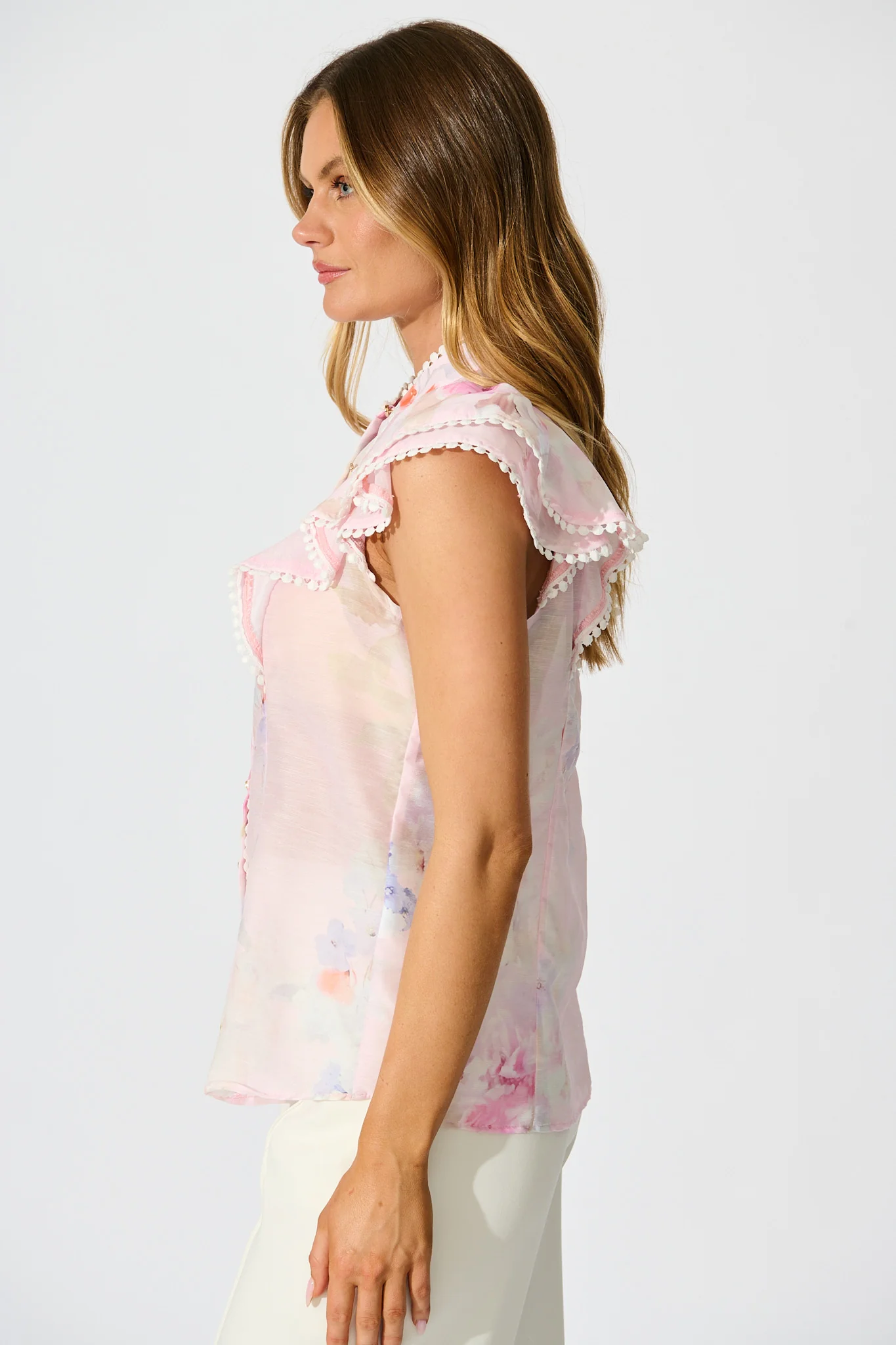 Conessa Top in Light Pink Floral - Image 2