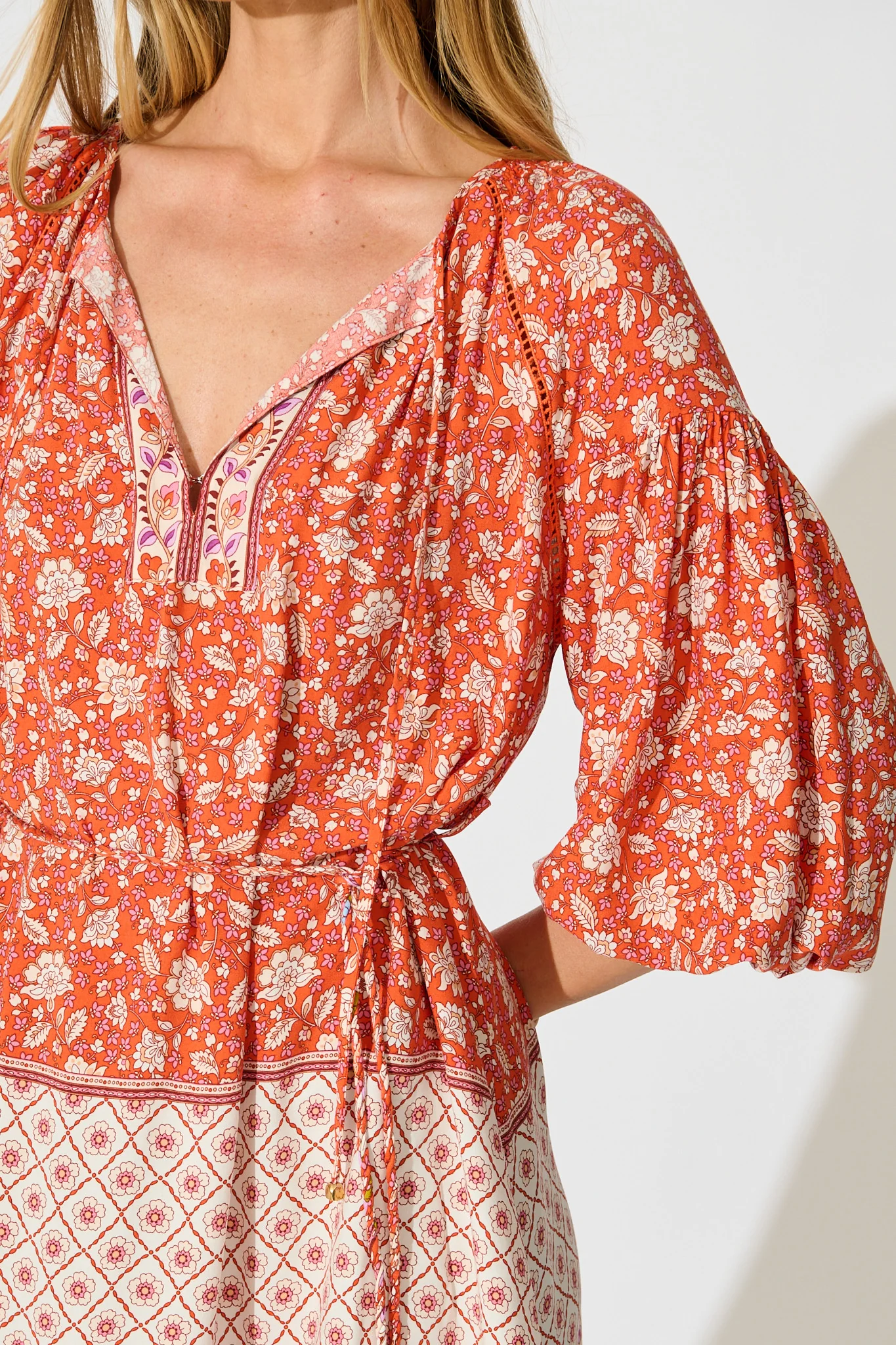 Conni Dress in Orange Boho Floral - Image 5